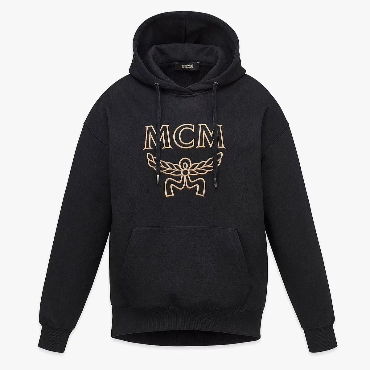 MCM Womens Classic Logo Black Cognac Cotton Hoodie Sweatshirt Positivo Clothing