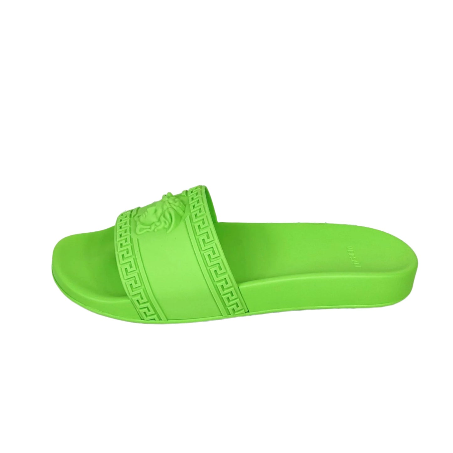 Versace Mens Neon Green Medusa Palazzo Rubber Slides | Positivo Clothing