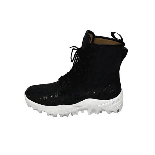 MCM Boots Black/White Leather Ankle Boots | Positivo Clothing