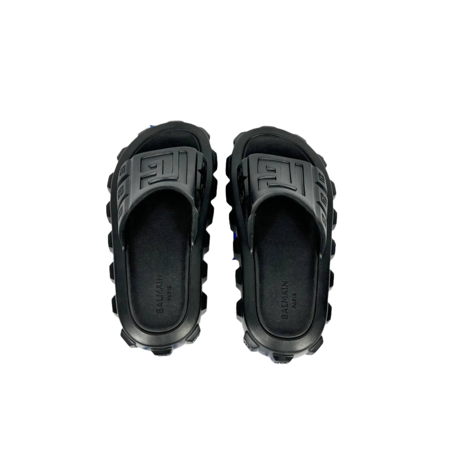 Balmain Mens Black Ari Rubber Slides Sandals | Positivo Clothing