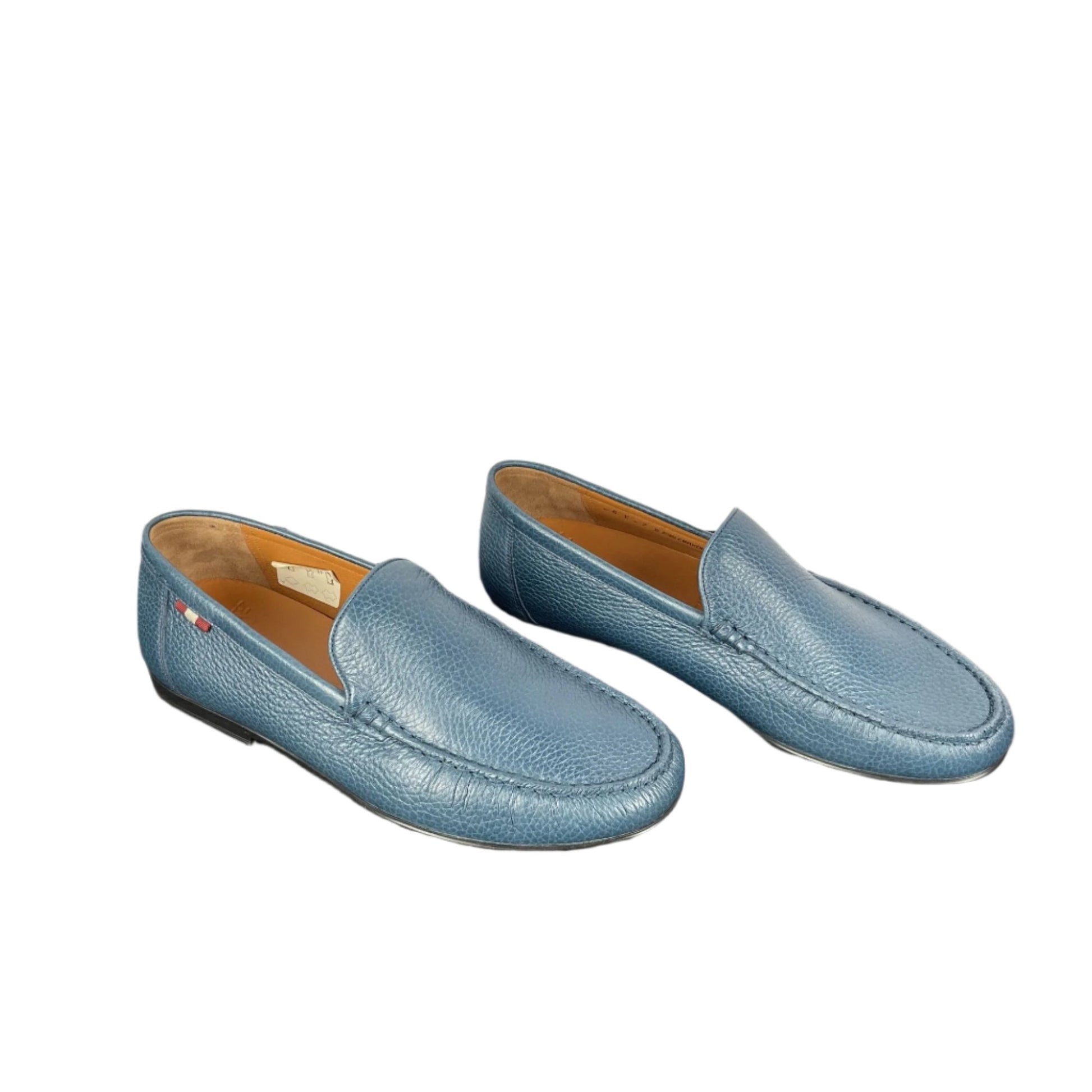 Bally Craxon Aqua Blue Grained Leather Loafers | Positivo Clothing