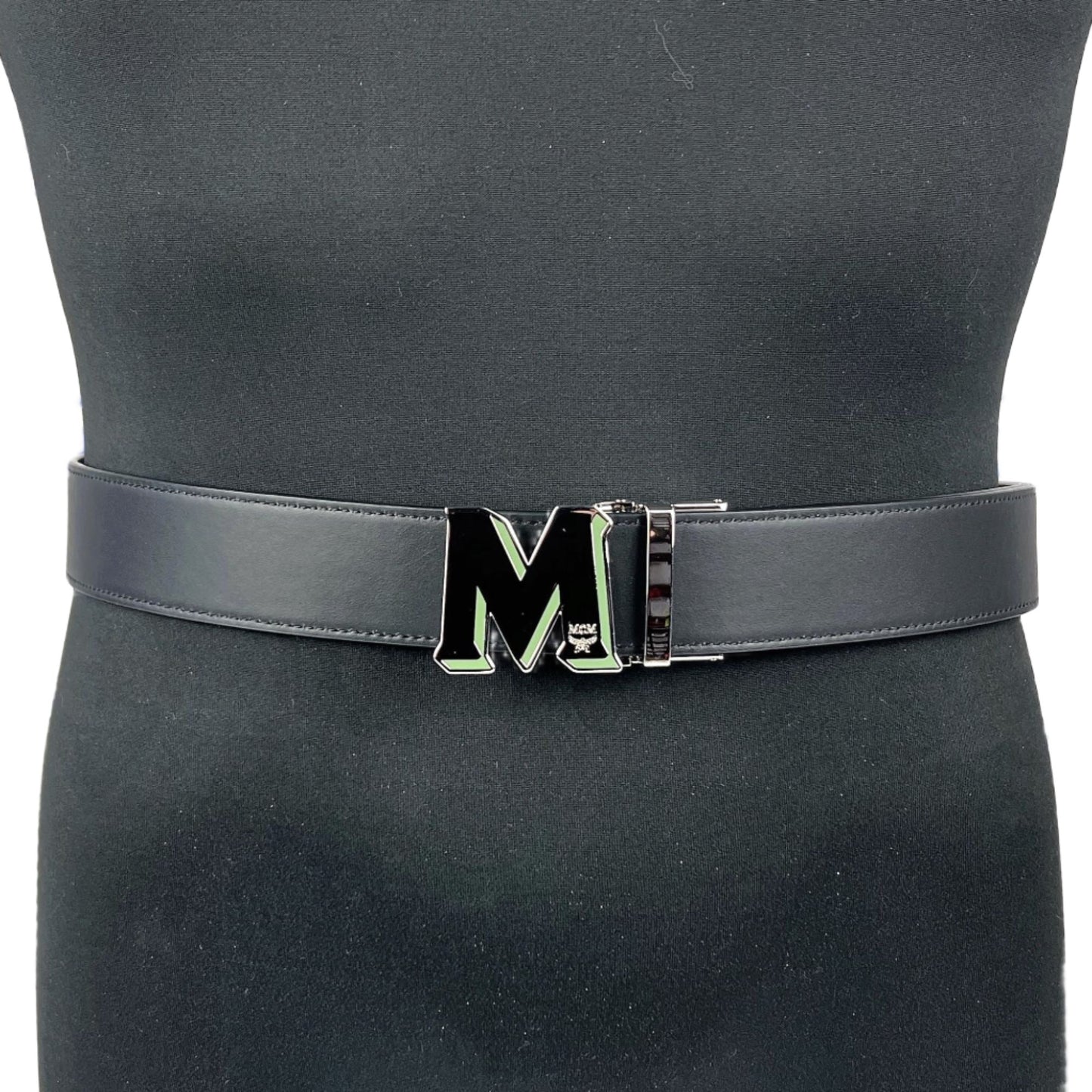 MCM Mens Claus Epoxy M Loden Frost Leather Reversible Belt Customizable | Positivo Clothing