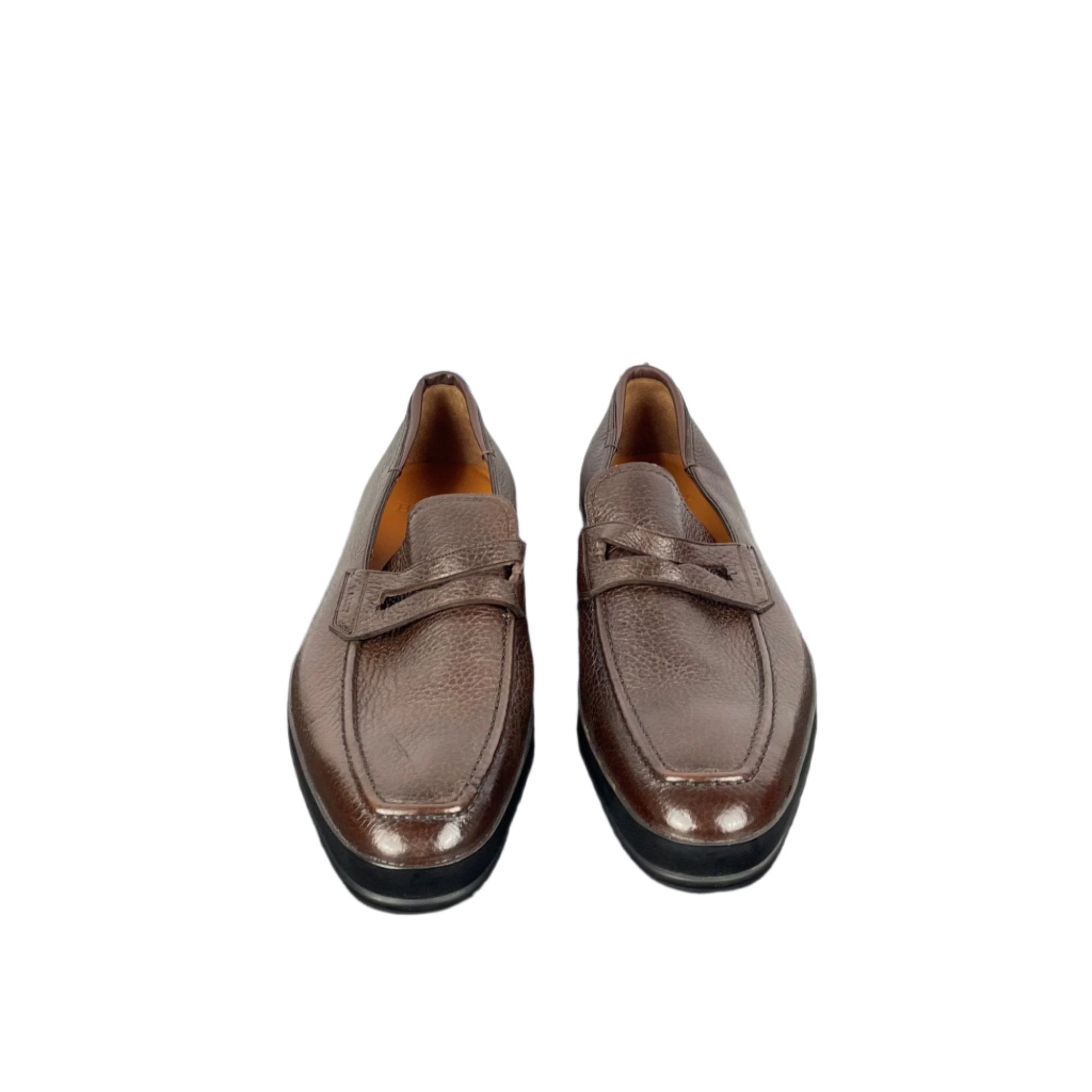 Bally Relon Brown Grained Leather Loafers Positivo Clothing