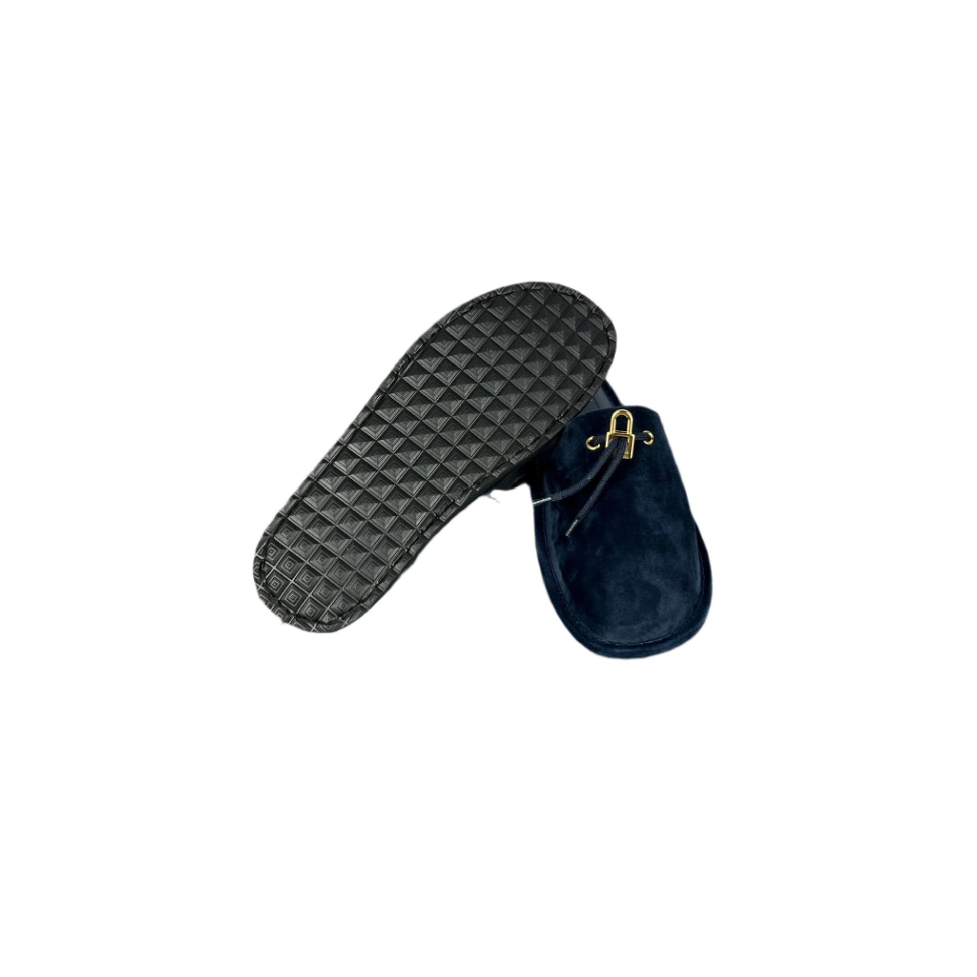 Buscemi Mens Greenwich Navy Leather Slippers | Positivo Clothing