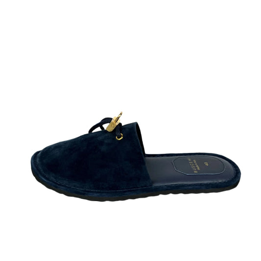 Buscemi Mens Greenwich Navy Leather Slippers | Positivo Clothing