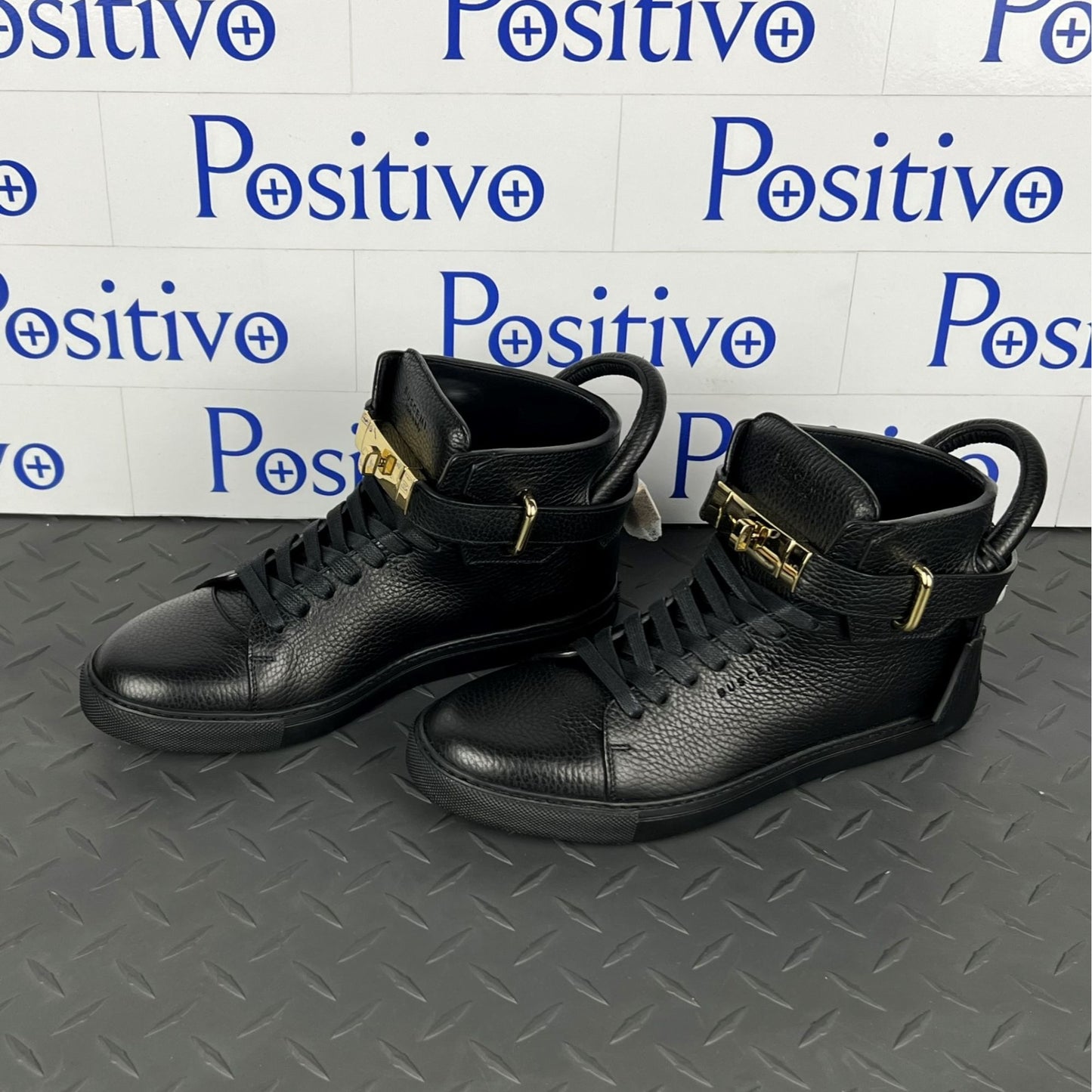 Buscemi Mens 100MM Black Leather Sneakers | Positivo Clothing