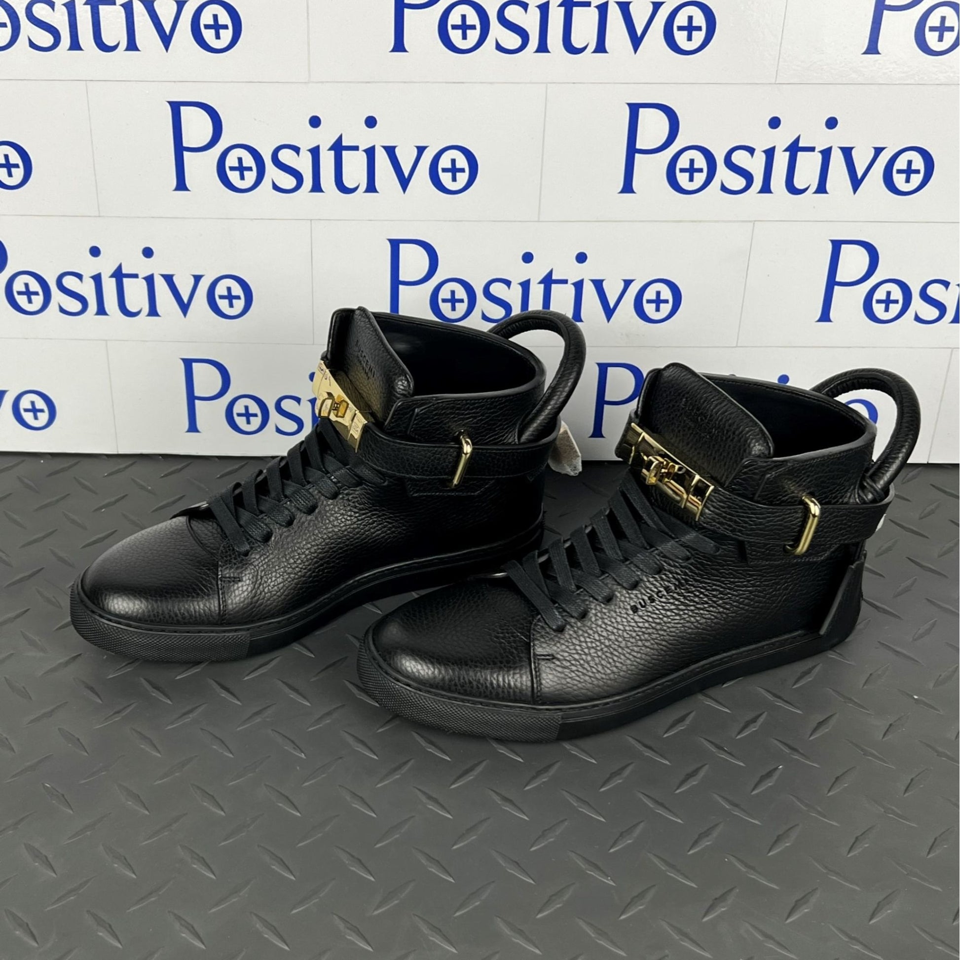 Buscemi Mens 100MM Black Leather Sneakers | Positivo Clothing