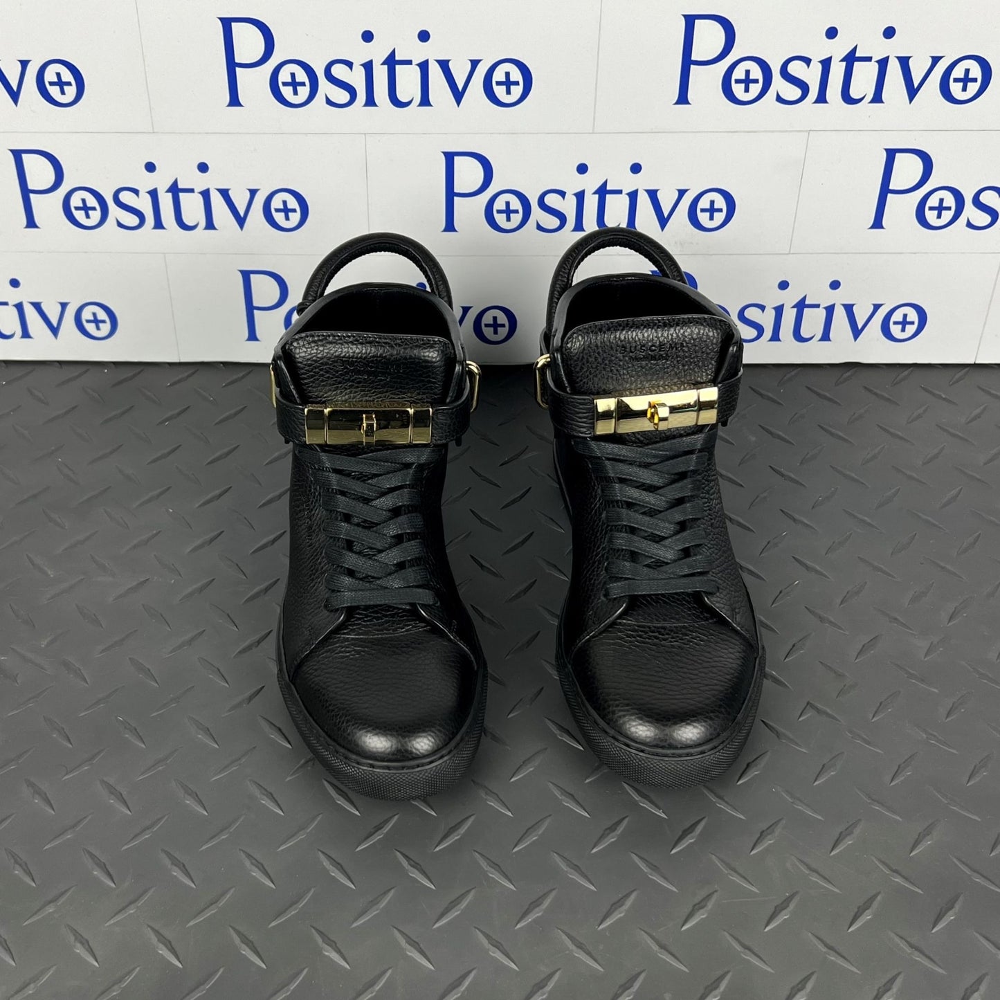 Buscemi Mens 100MM Black Leather Sneakers | Positivo Clothing