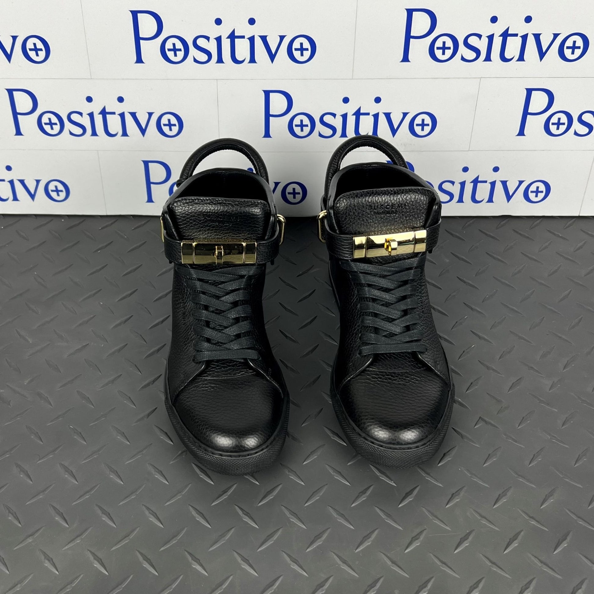 Buscemi Mens 100MM Black Leather Sneakers | Positivo Clothing