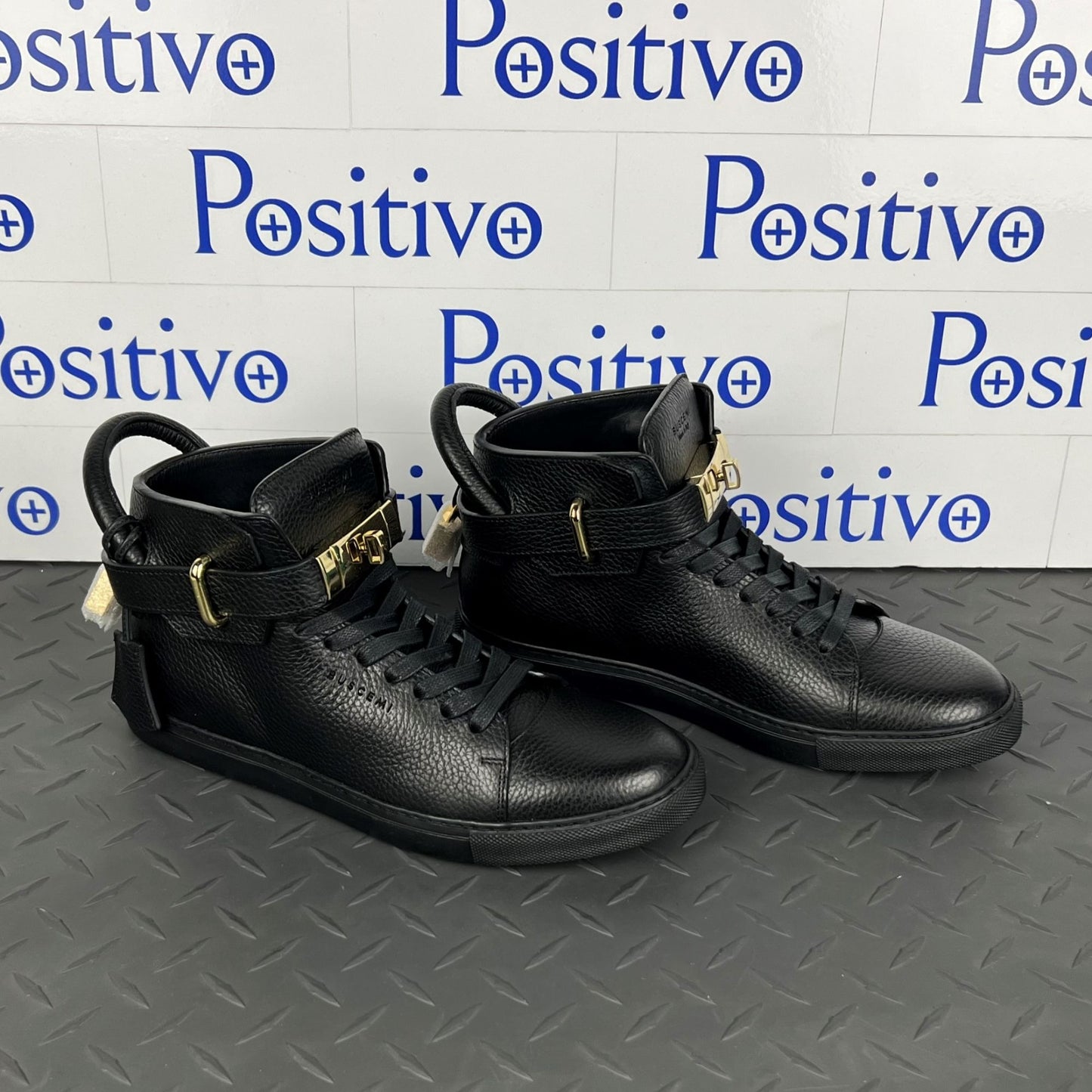 Buscemi Mens 100MM Black Leather Sneakers | Positivo Clothing