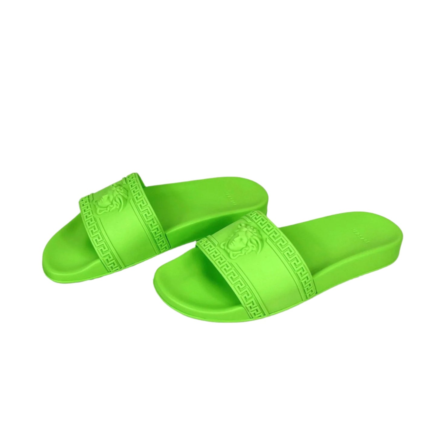 Versace Mens Neon Green Medusa Palazzo Rubber Slides | Positivo Clothing