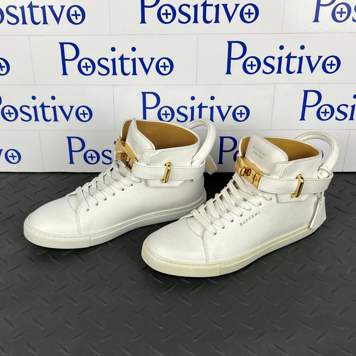 Buscemi Mens 100MM Classic Alce White Leather Sneakers | Positivo Clothing