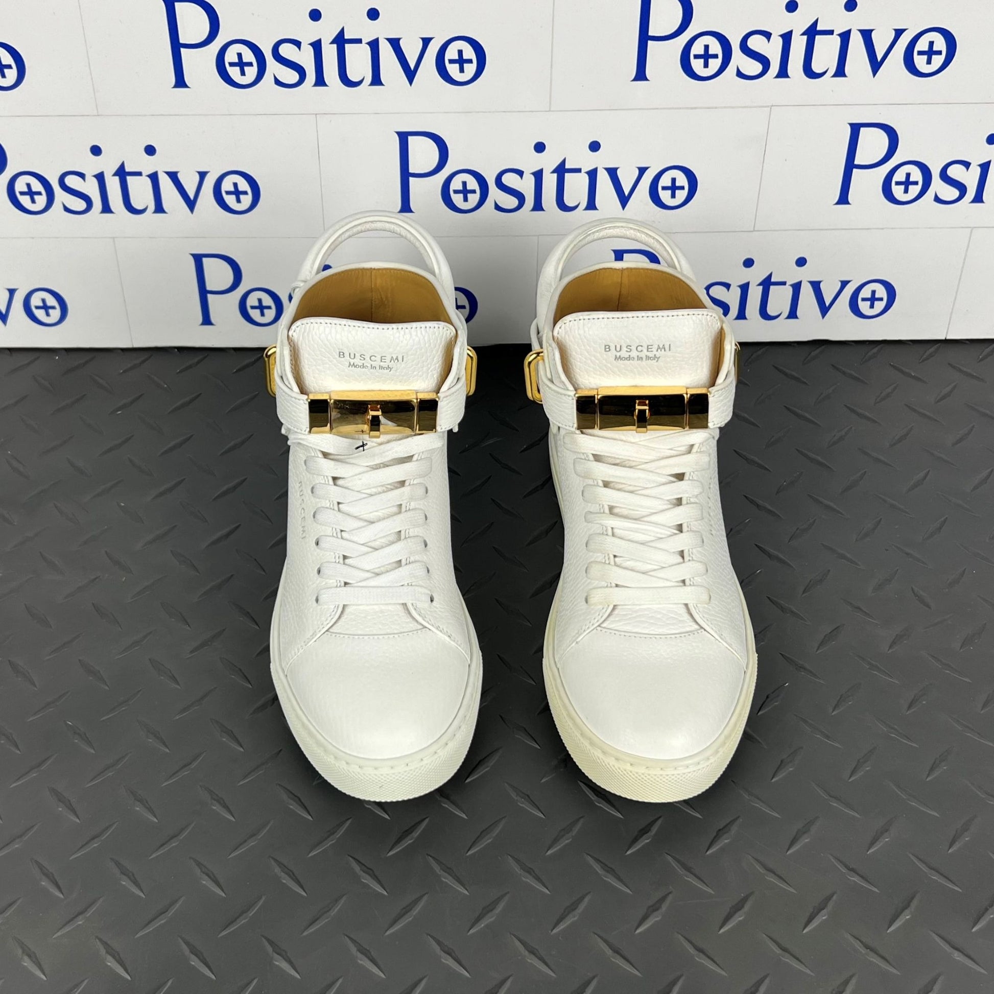 Buscemi Mens 100MM Classic Alce White Leather Sneakers | Positivo Clothing