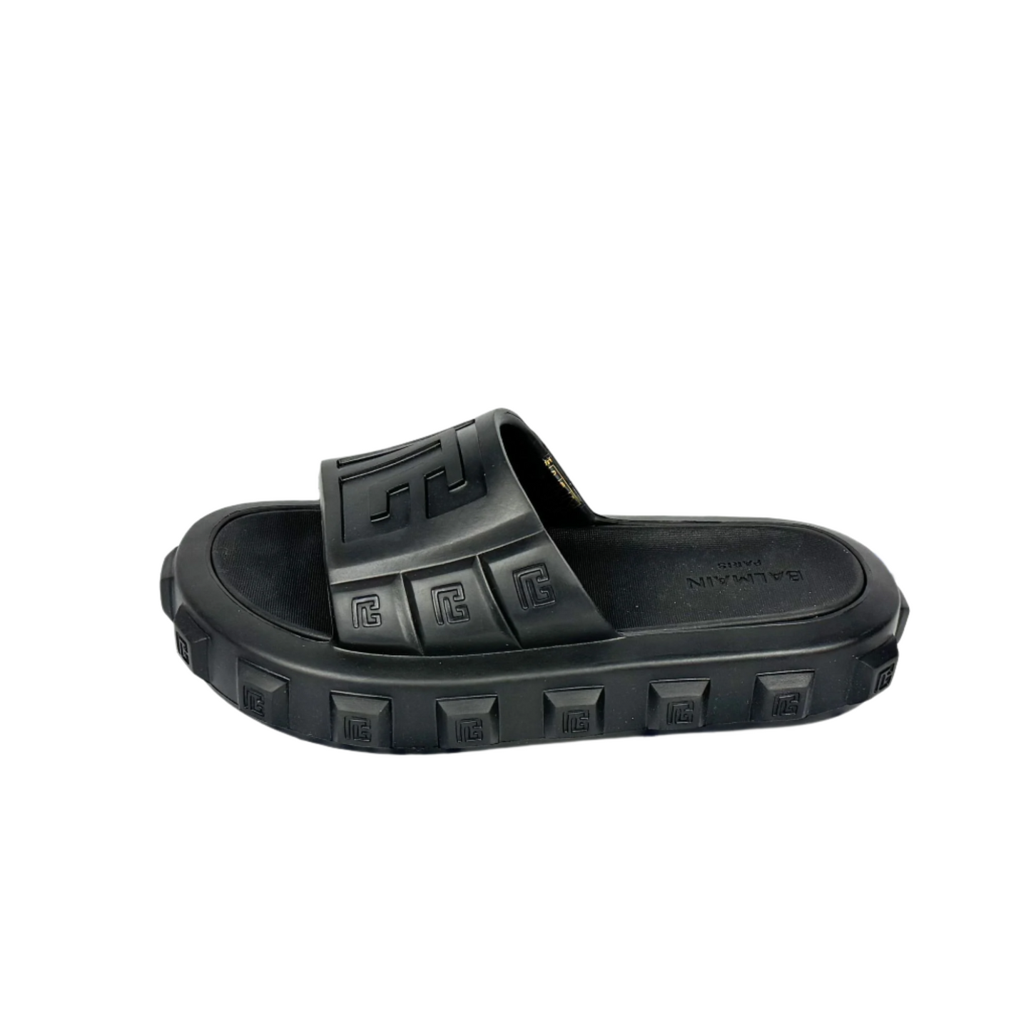 Balmain Womens Black Ari Rubber Slides Sandals