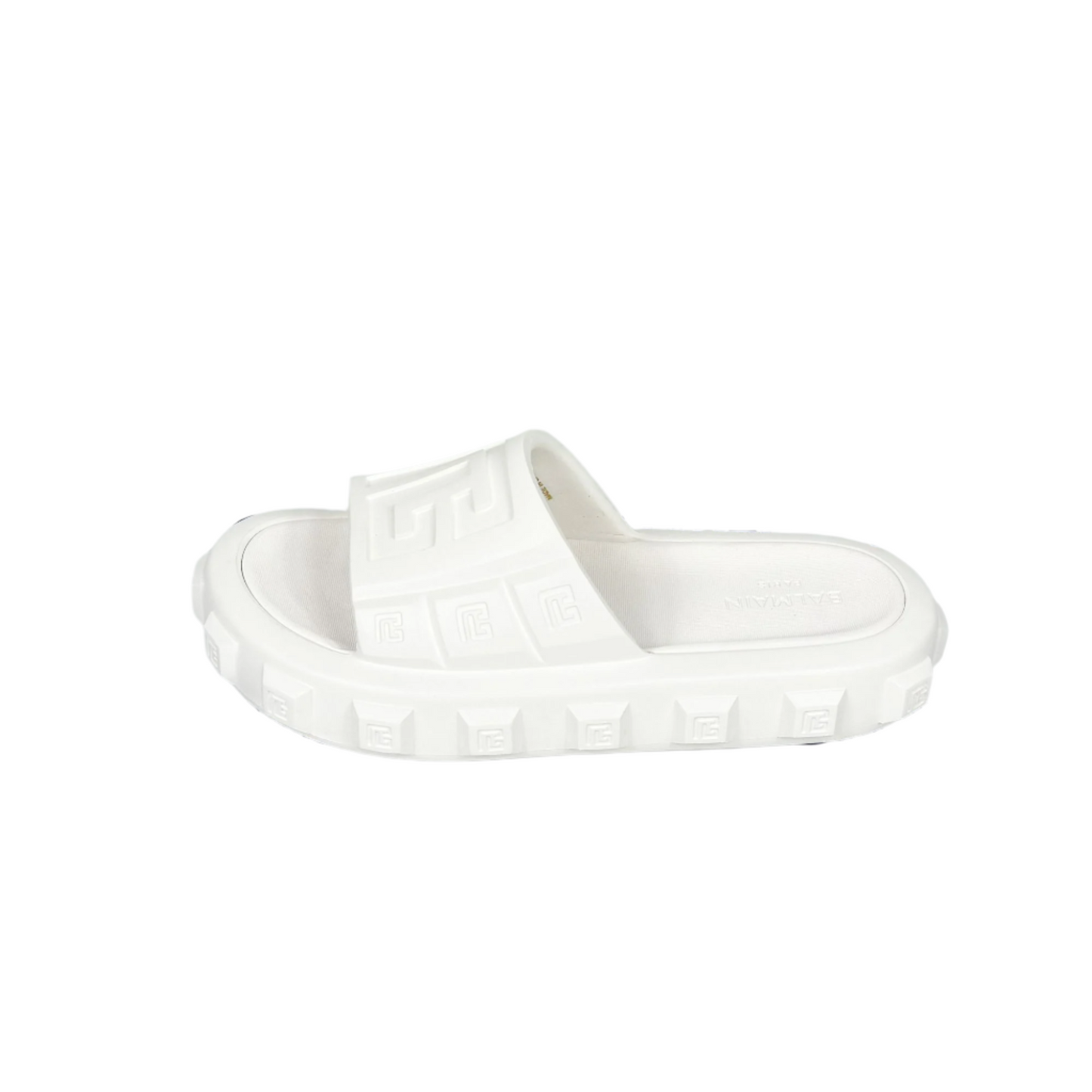 Balmain Womens White Ari Rubber Slides Sandals