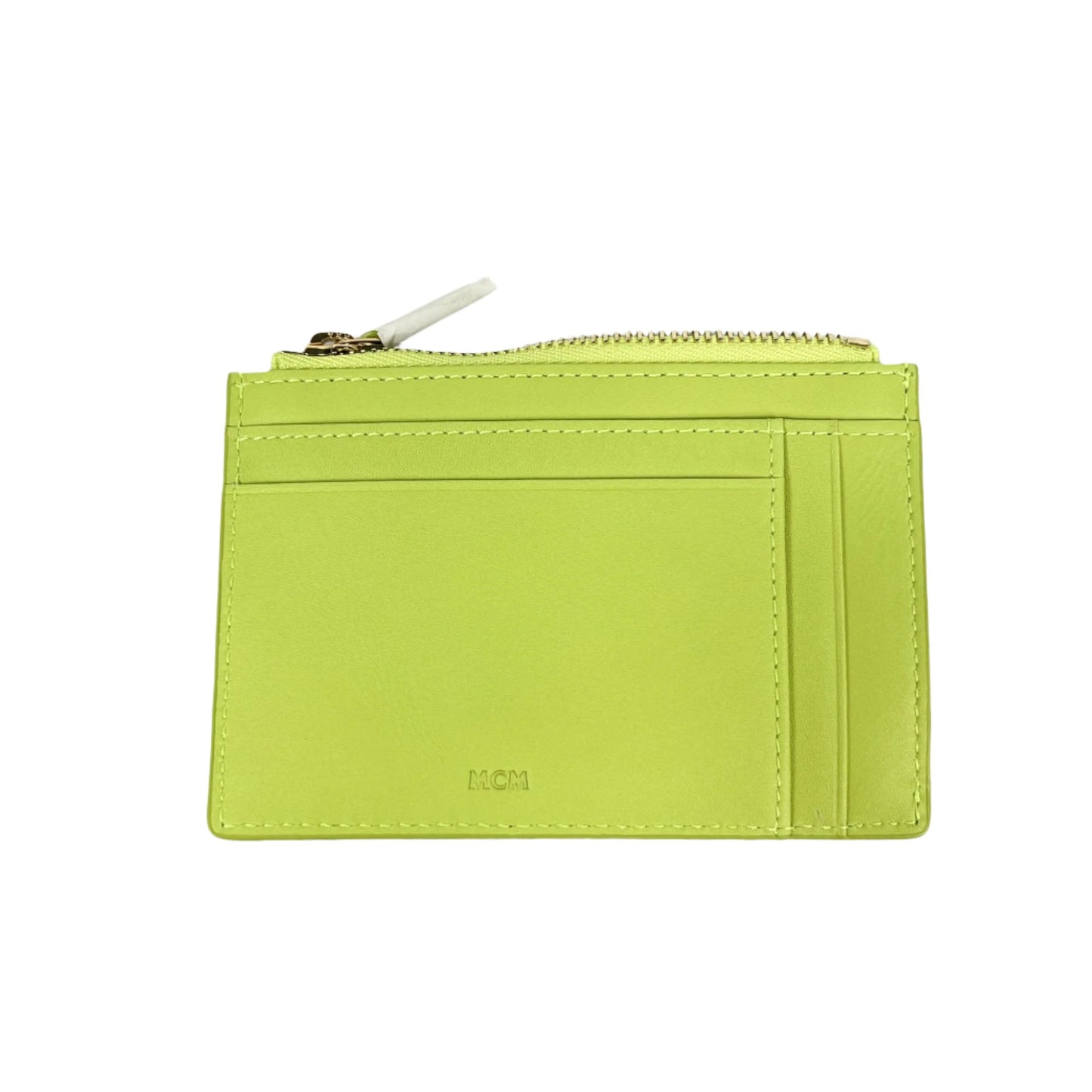 MCM Mode Travia Acid Lime Leather Card Case | Positivo Clothing