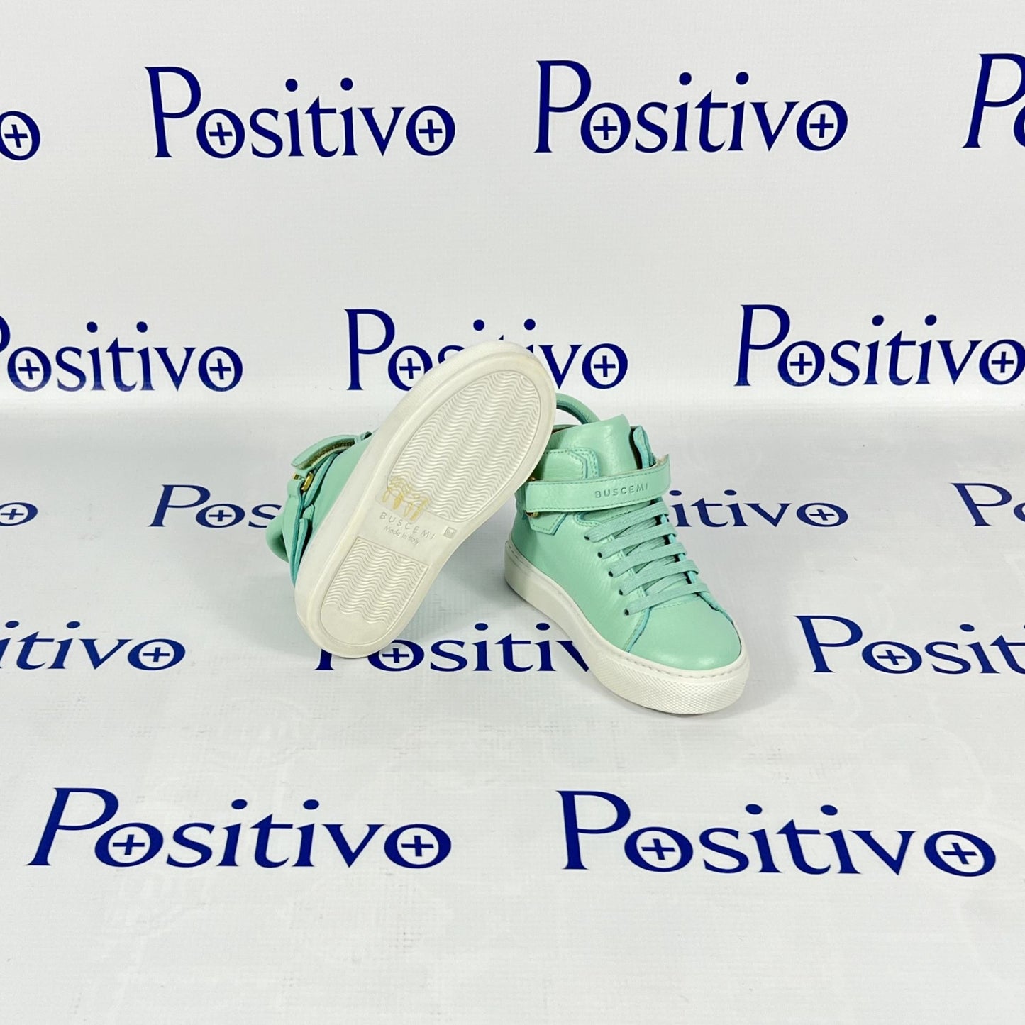 Buscemi 100MM Kid Mint Leather Sneakers | Positivo Clothing