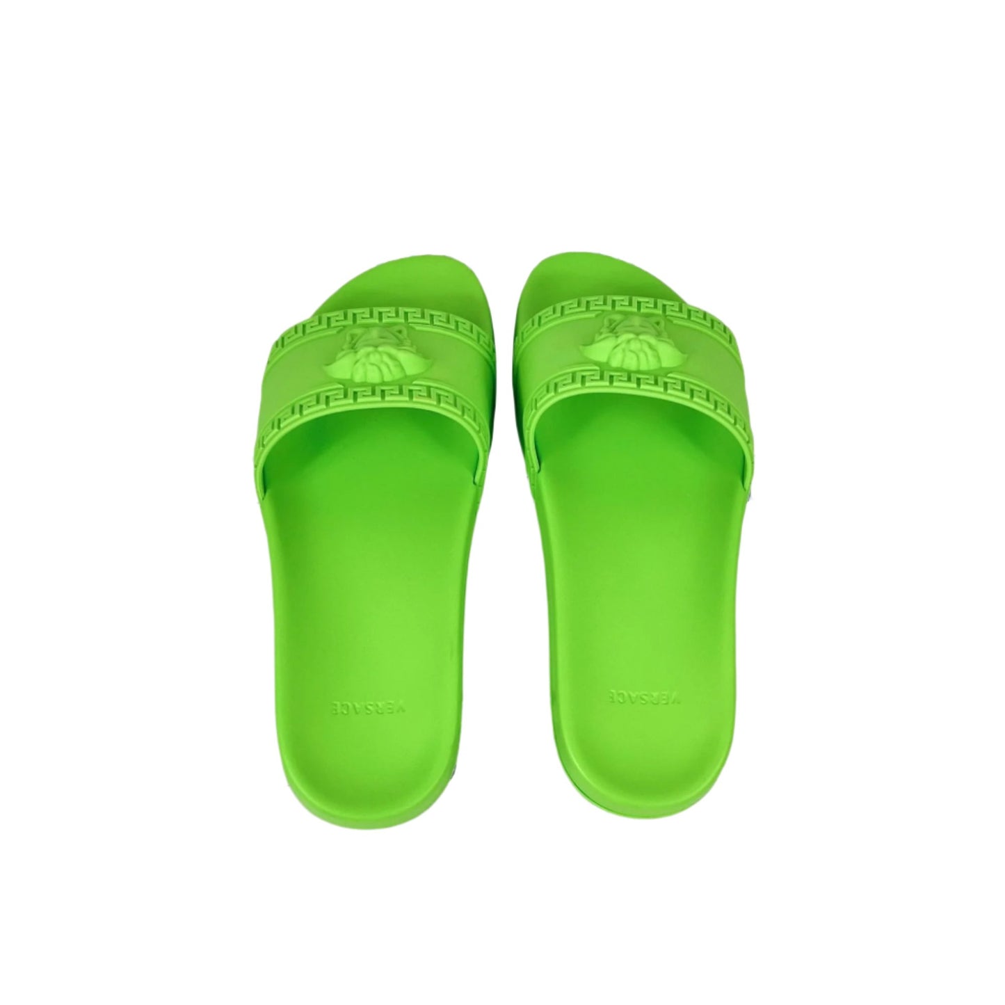 Versace Mens Neon Green Medusa Palazzo Rubber Slides | Positivo Clothing