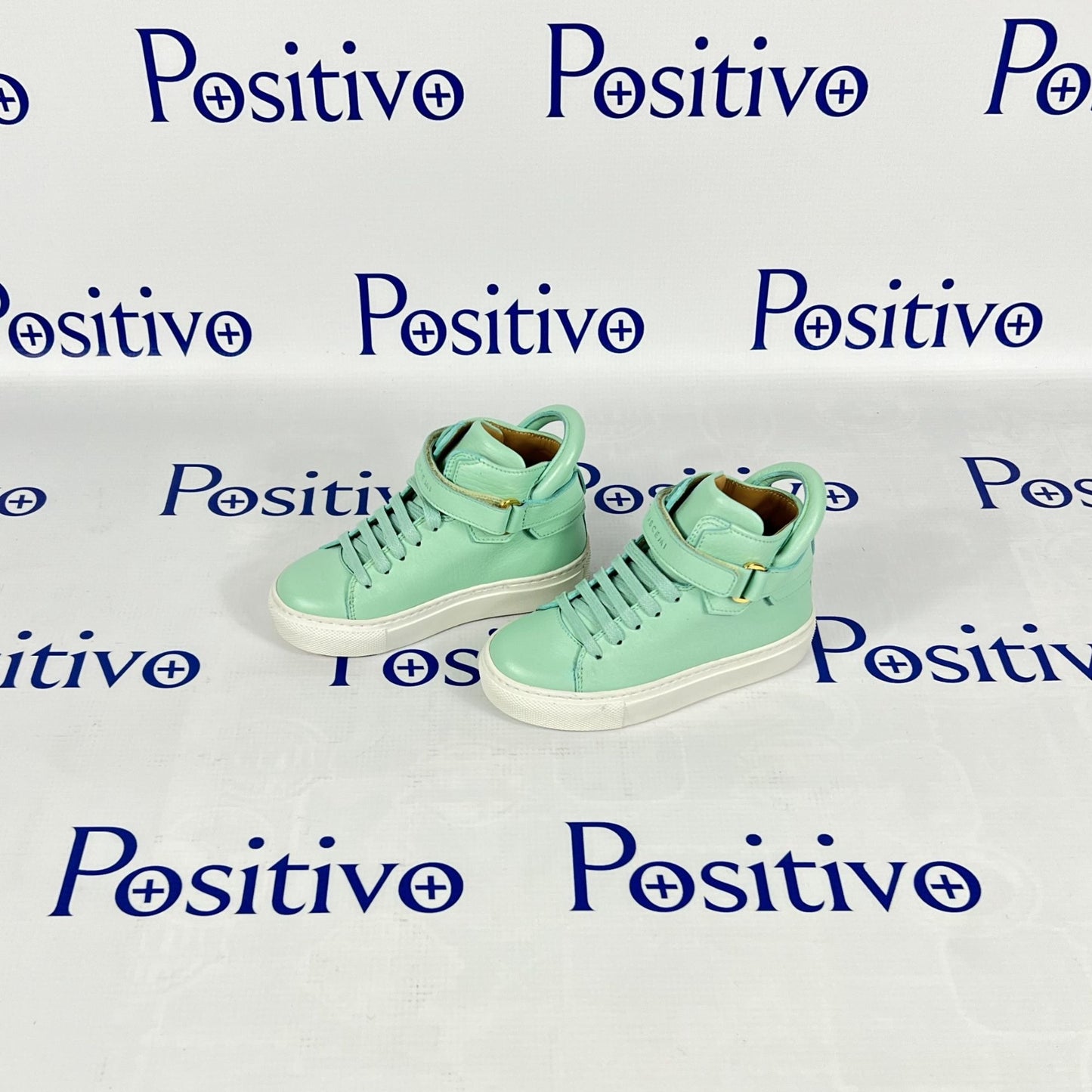 Buscemi 100MM Kid Mint Leather Sneakers | Positivo Clothing