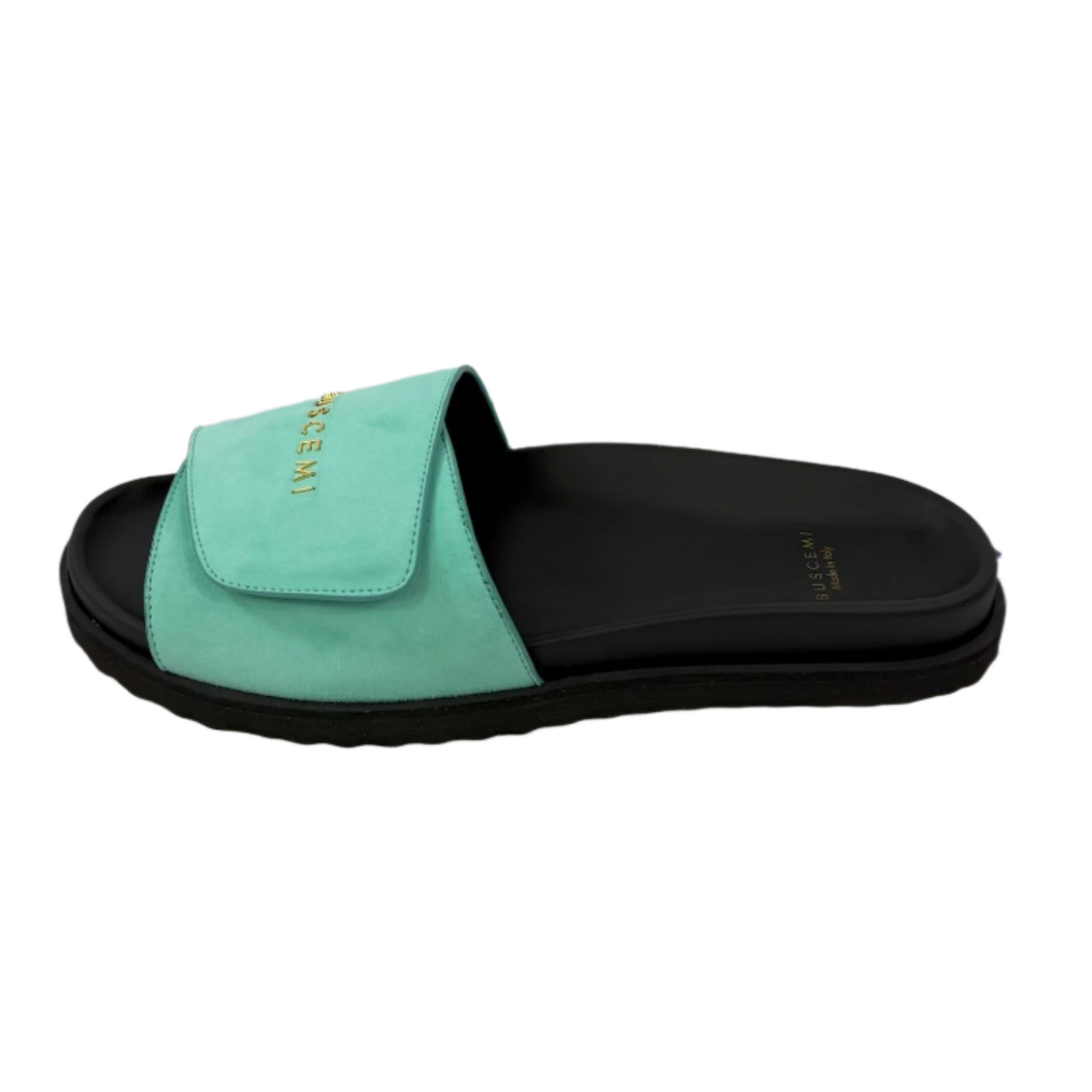 Buscemi Scratch Slide Turquoise Leather Sandals