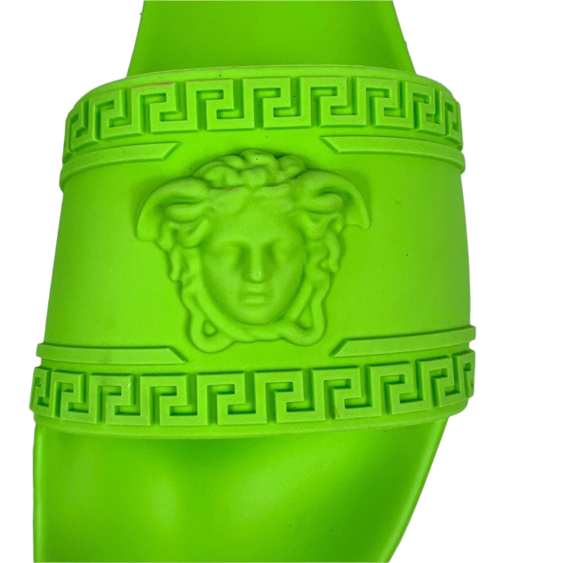 Versace Mens Neon Green Medusa Palazzo Rubber Slides | Positivo Clothing