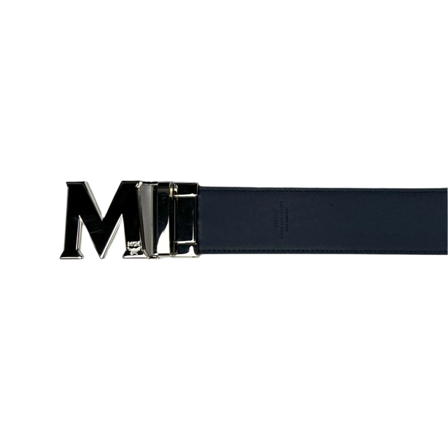 MCM Claus Silver M Buckle Candy Red Leather Reversible Belt | Positivo Clothing