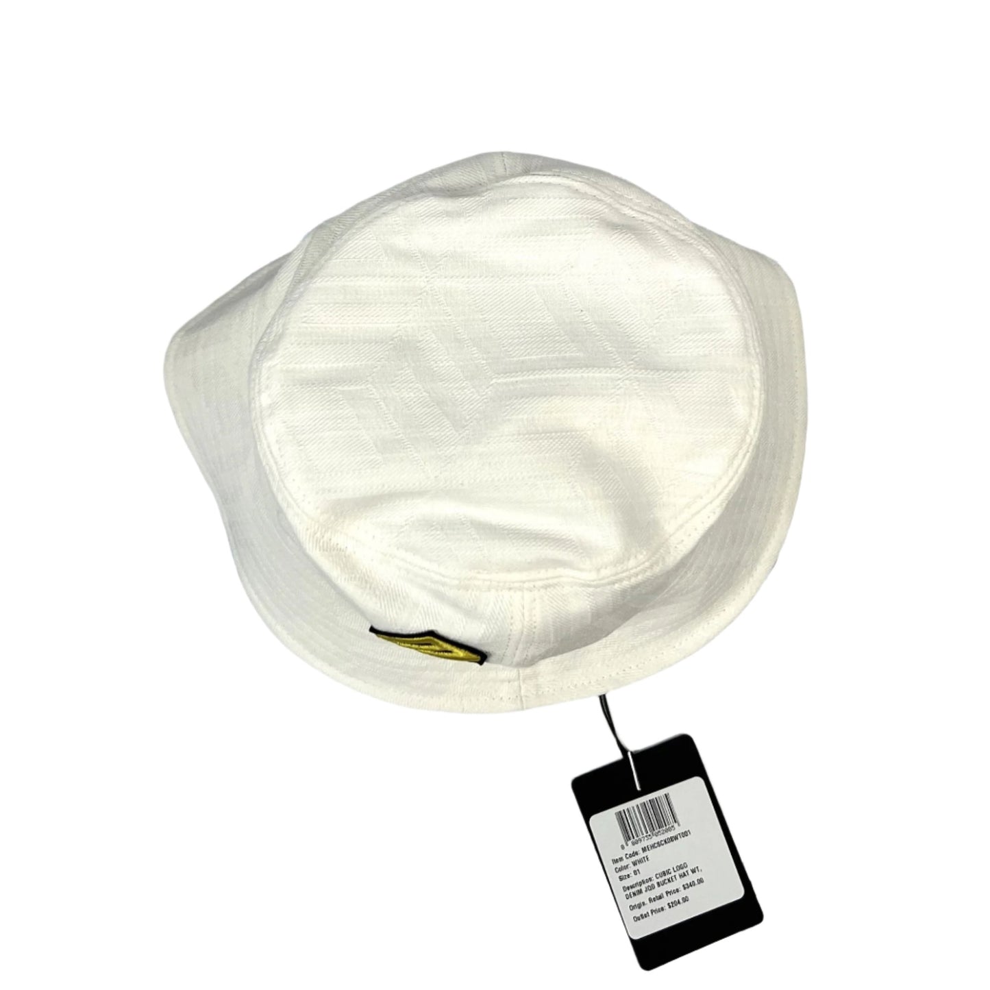 MCM White Cubic Logo Denim Jacquard Bucket Hat | Positivo Clothing