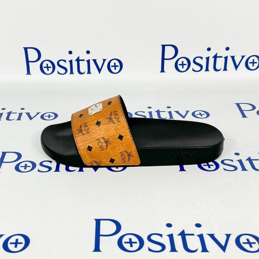 MCM Womens Cognac Visetos Rubber Slides | Positivo Clothing