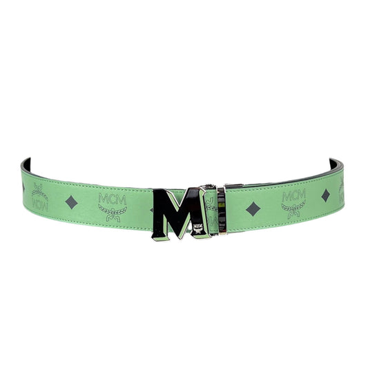 MCM Mens Claus Epoxy M Loden Frost Leather Reversible Belt Customizable | Positivo Clothing