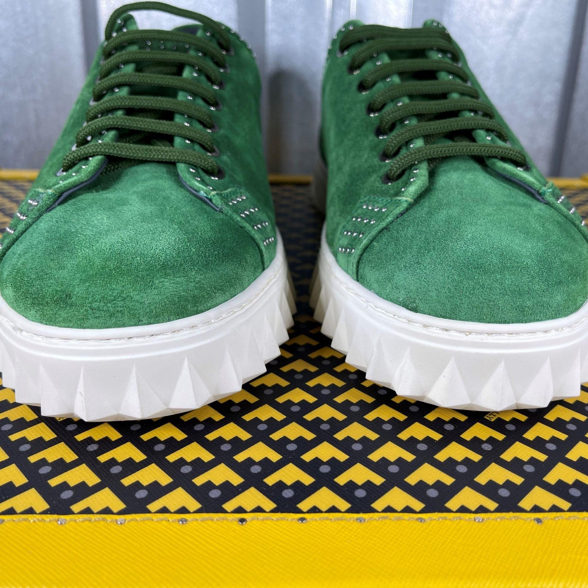 Salvatore Ferragamo Cube Green Sneakers | Positivo Clothing