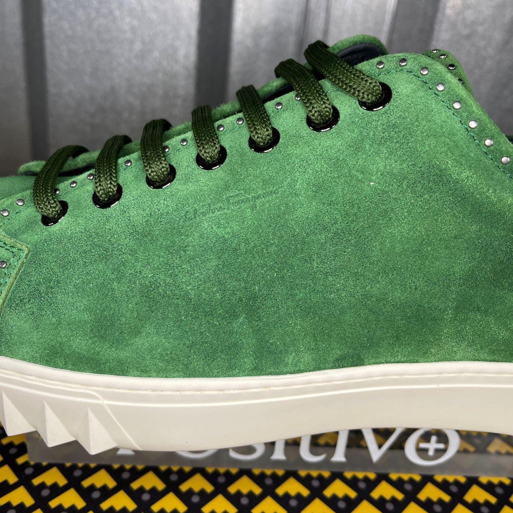 Salvatore Ferragamo Cube Green Sneakers | Positivo Clothing