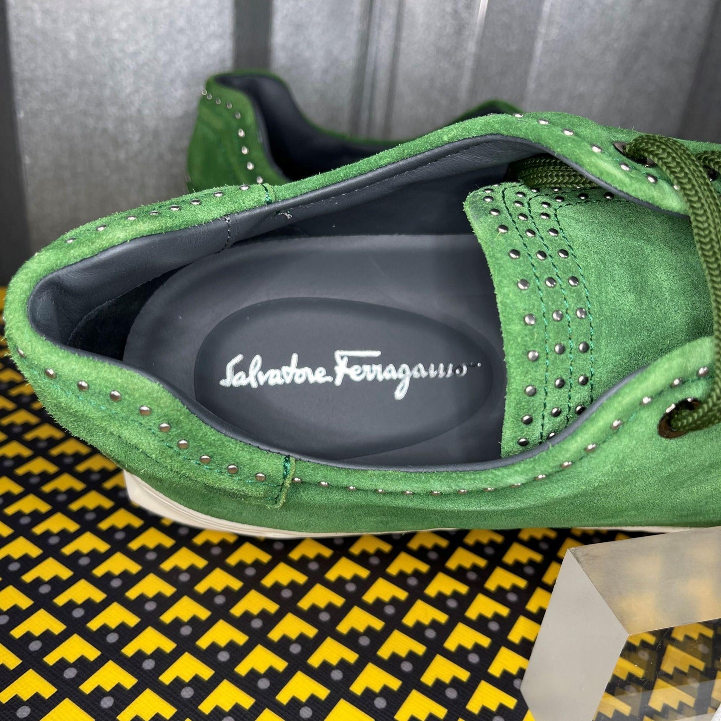 Salvatore Ferragamo Cube Green Sneakers | Positivo Clothing