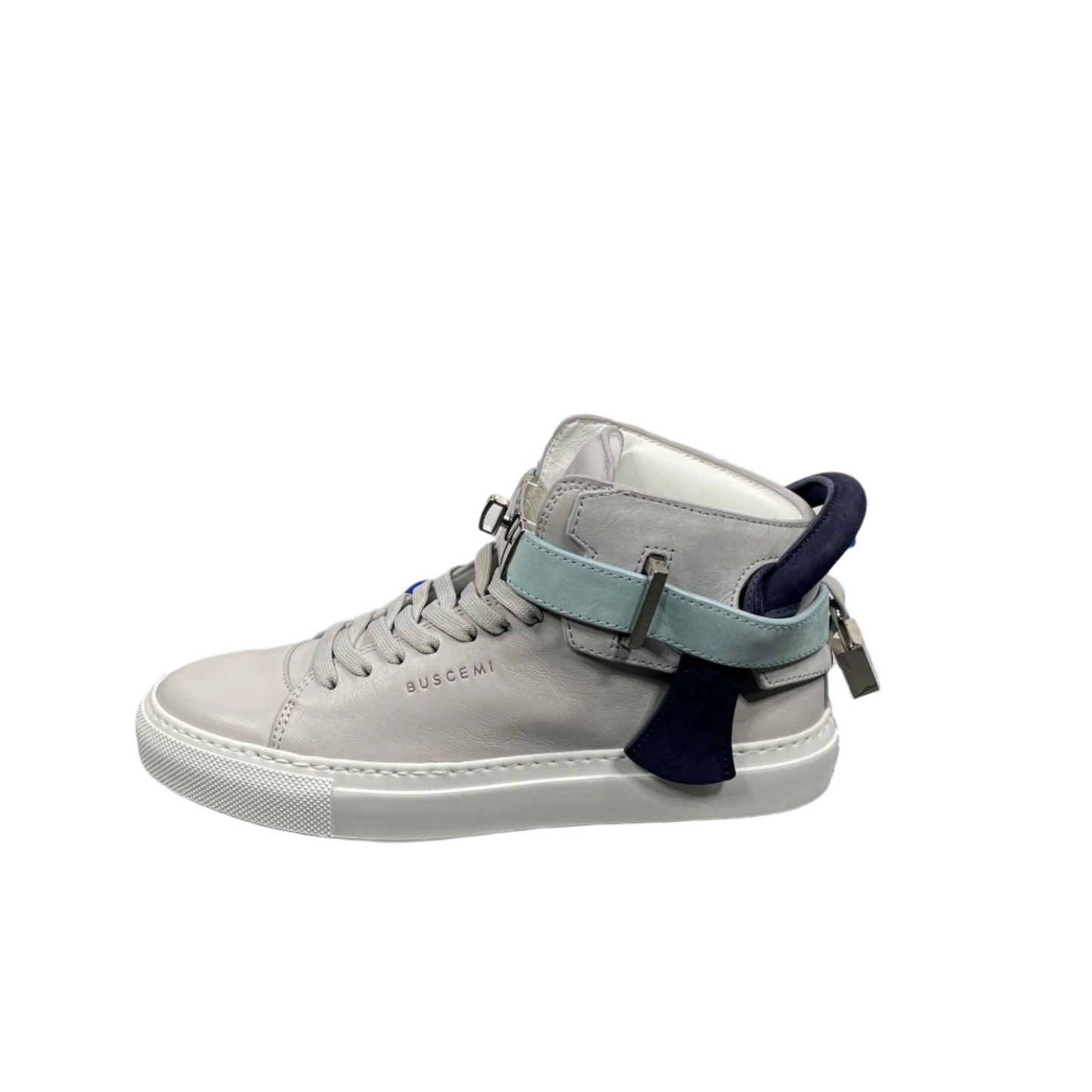 Buscemi Womens 100MM Grey/Light Blue Leather Sneakers