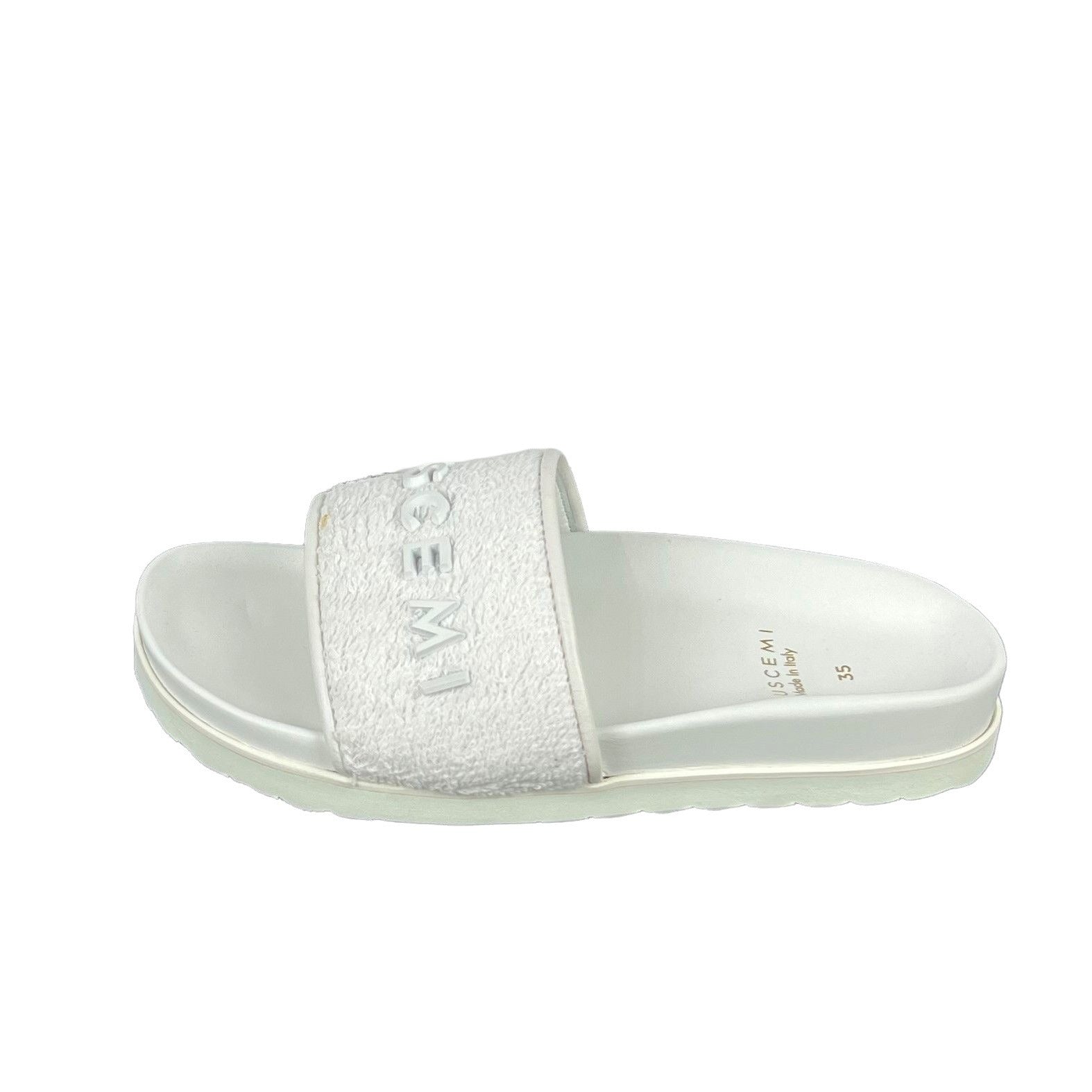 Buscemi Womens Slide Terry White Leather Sandals | Positivo Clothing