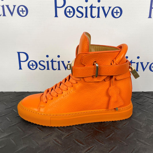 Buscemi Womens 100MM ALTA Orange Leather Sneakers | Positivo Clothing