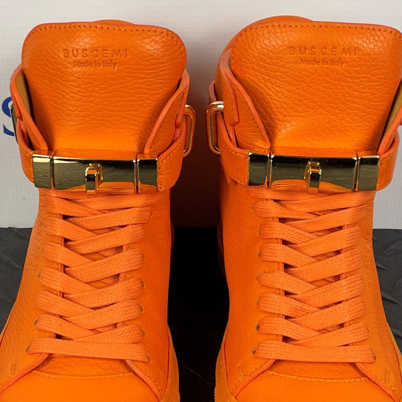 Buscemi Womens 100MM ALTA Orange Leather Sneakers | Positivo Clothing