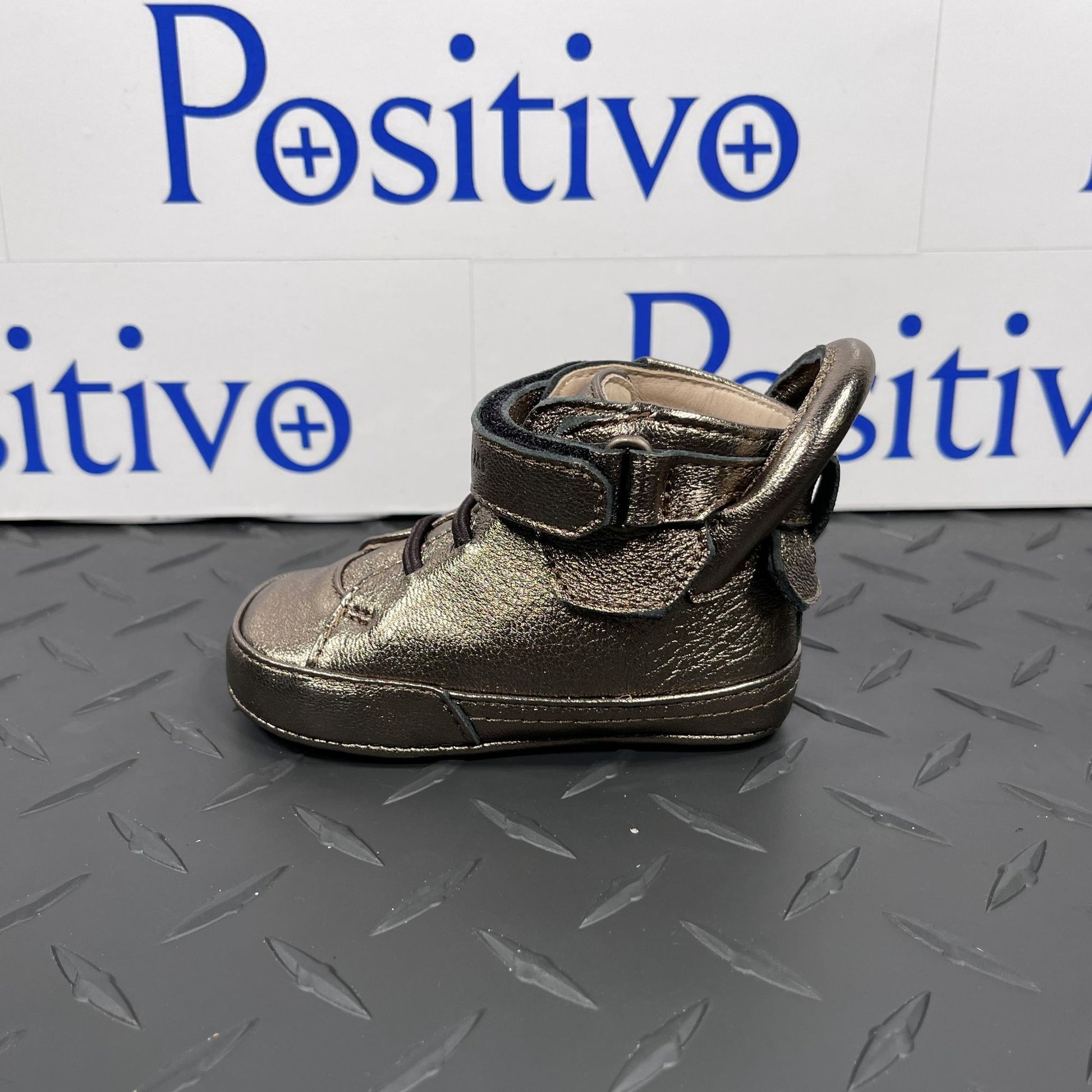 Buscemi Baby 100MM Baby Metal Bronze Leather Sneakers | Positivo Clothing