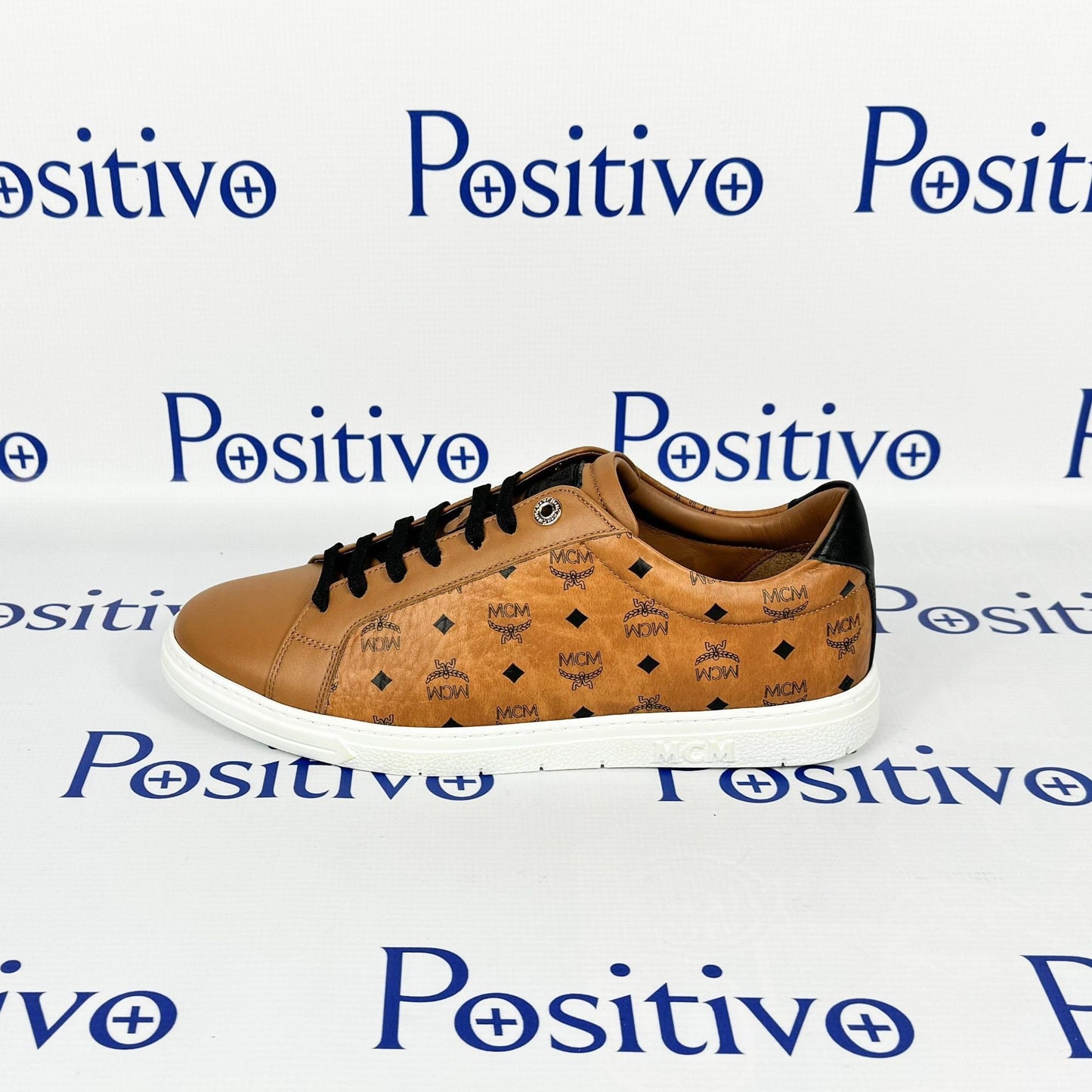 MCM Mens Terrain Derby Visetos Cognac Low Top Sneakers | Positivo Clothing