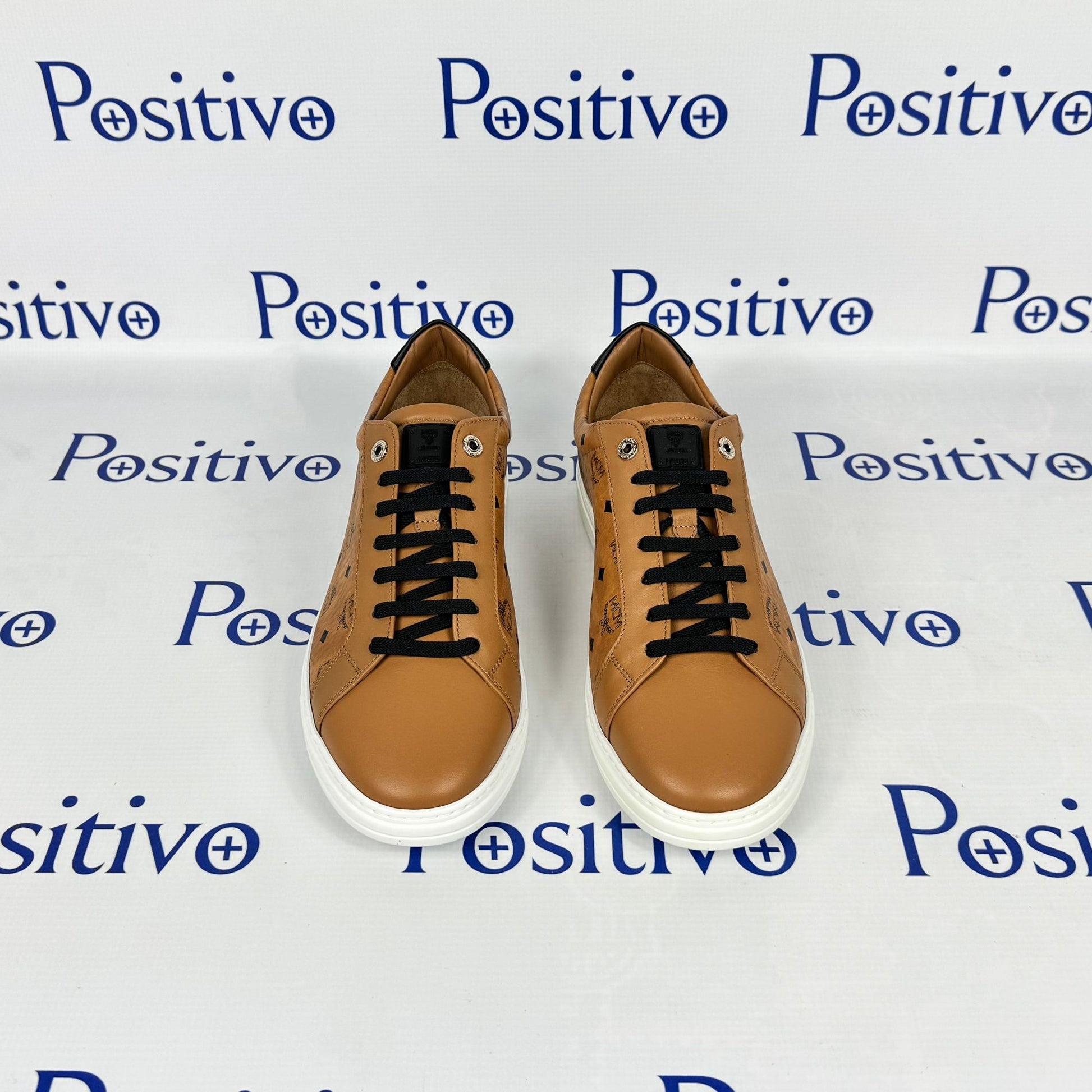 MCM Mens Terrain Derby Visetos Cognac Low Top Sneakers | Positivo Clothing