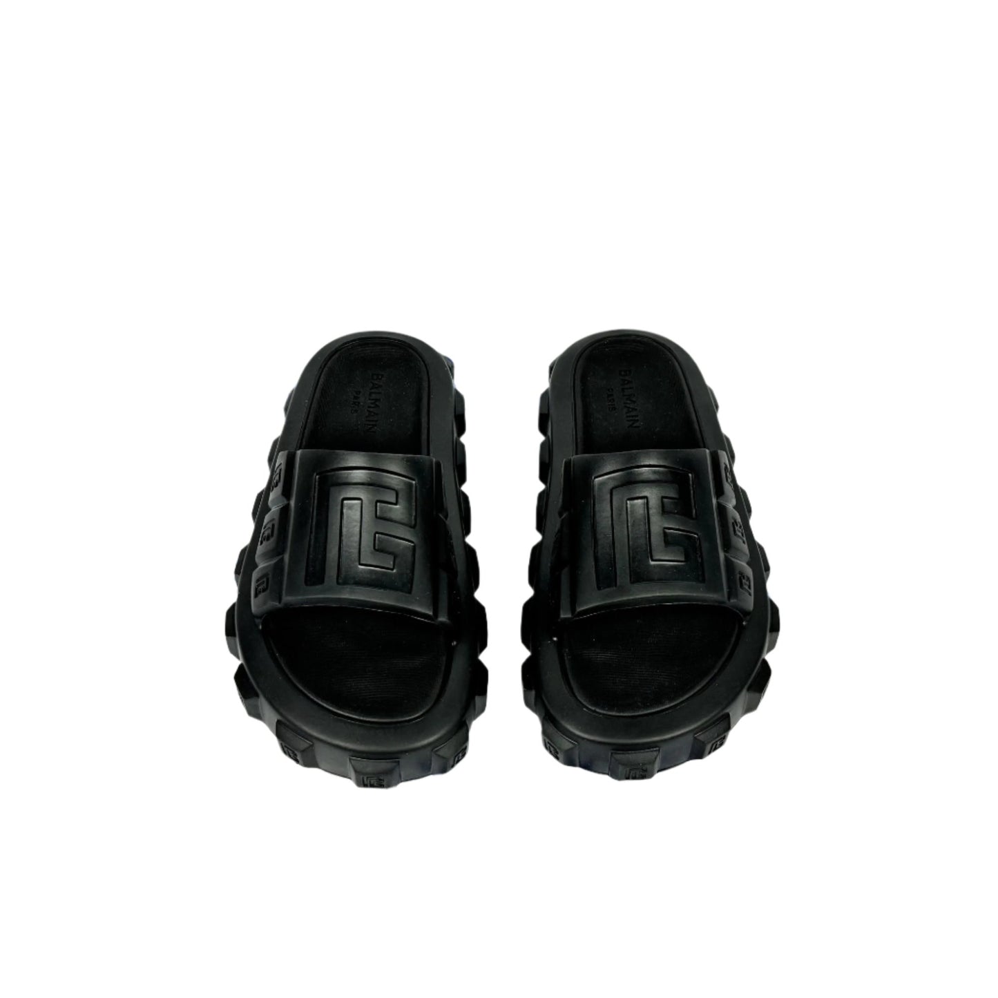 Balmain Mens Black Ari Rubber Slides Sandals | Positivo Clothing