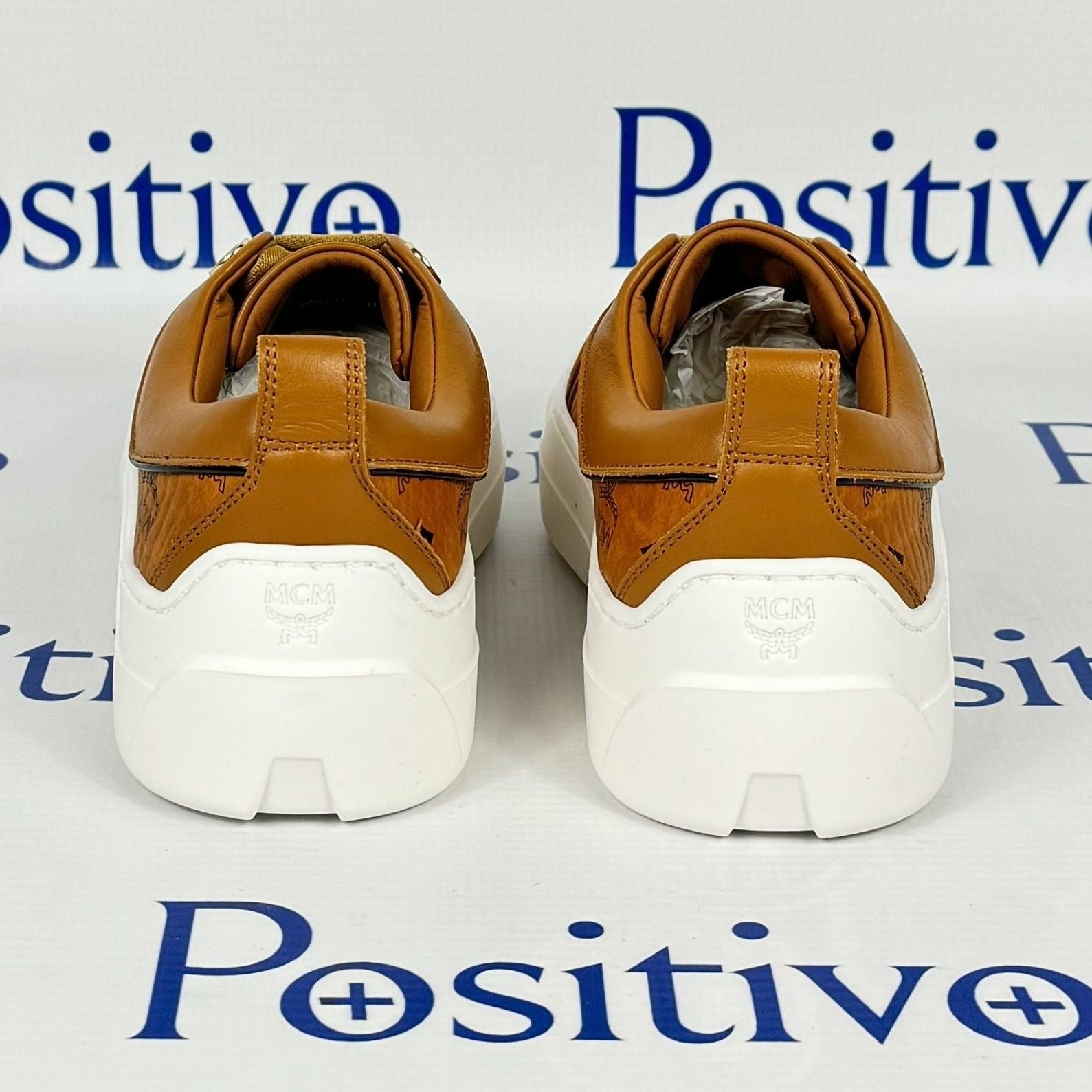 MCM Skyward Platform Cognac Visetos Sneakers | Positivo Clothing