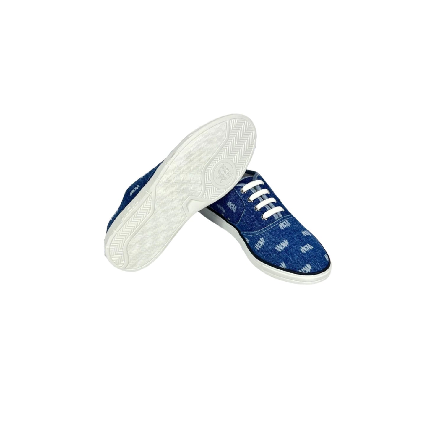 MCM Semblas Light Blue Denim Low Top Sneakers | Positivo Clothing