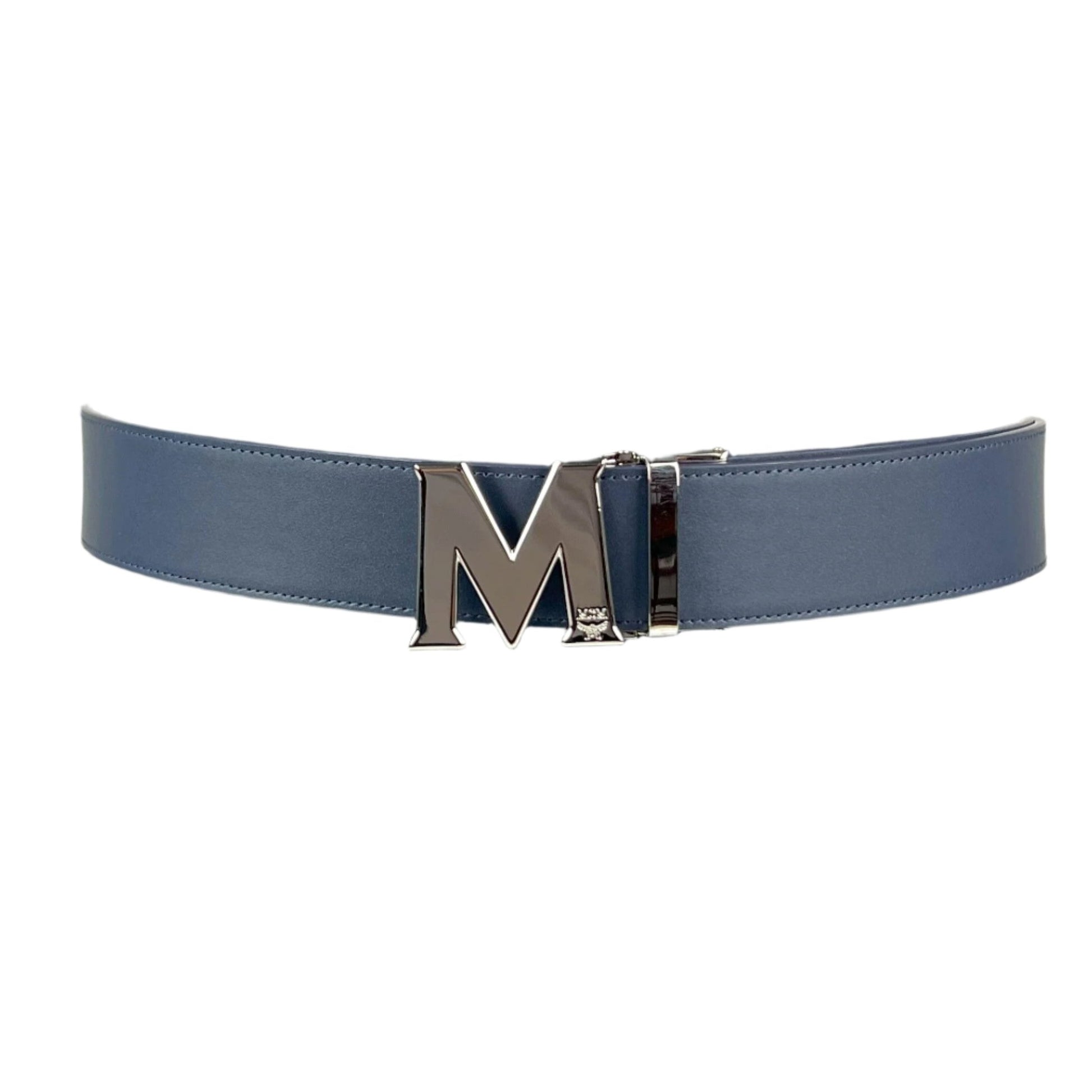 MCM Claus Silver M Buckle Candy Red Leather Reversible Belt | Positivo Clothing