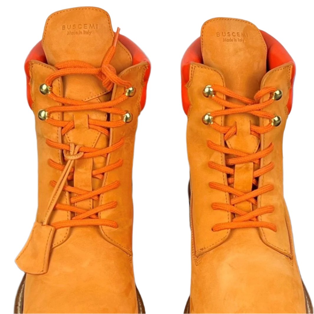 Buscemi Site Boot Orange Nabuk Leather Boots | Positivo Clothing