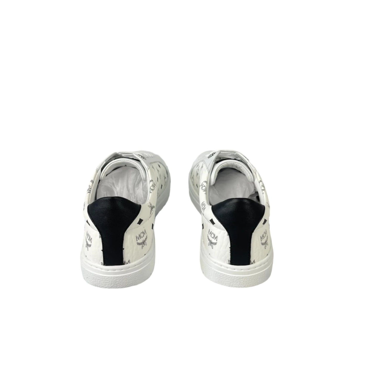 MCM Terrain Derby Visetos White Leather Low Top Sneakers | Positivo Clothing