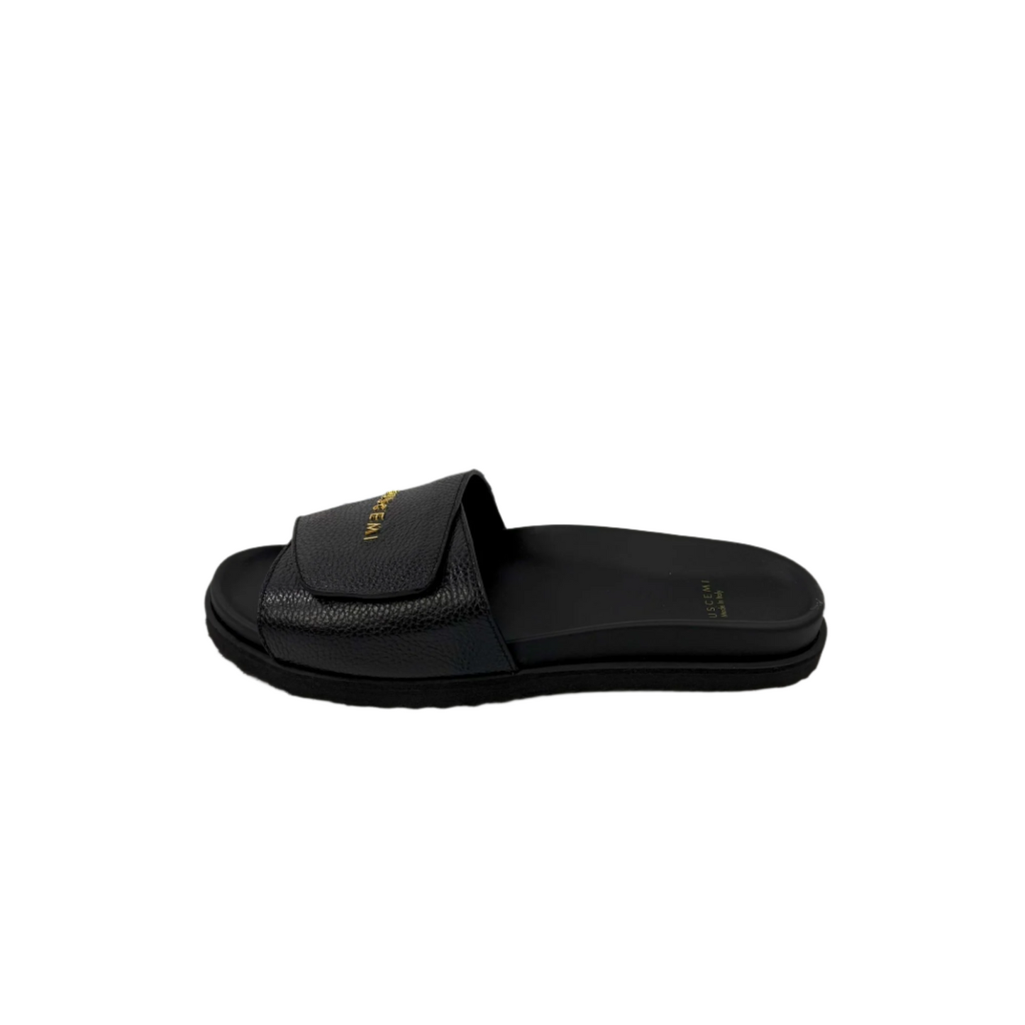 Buscemi Scratch Slide Alce Black Leather Sandals | Positivo Clothing