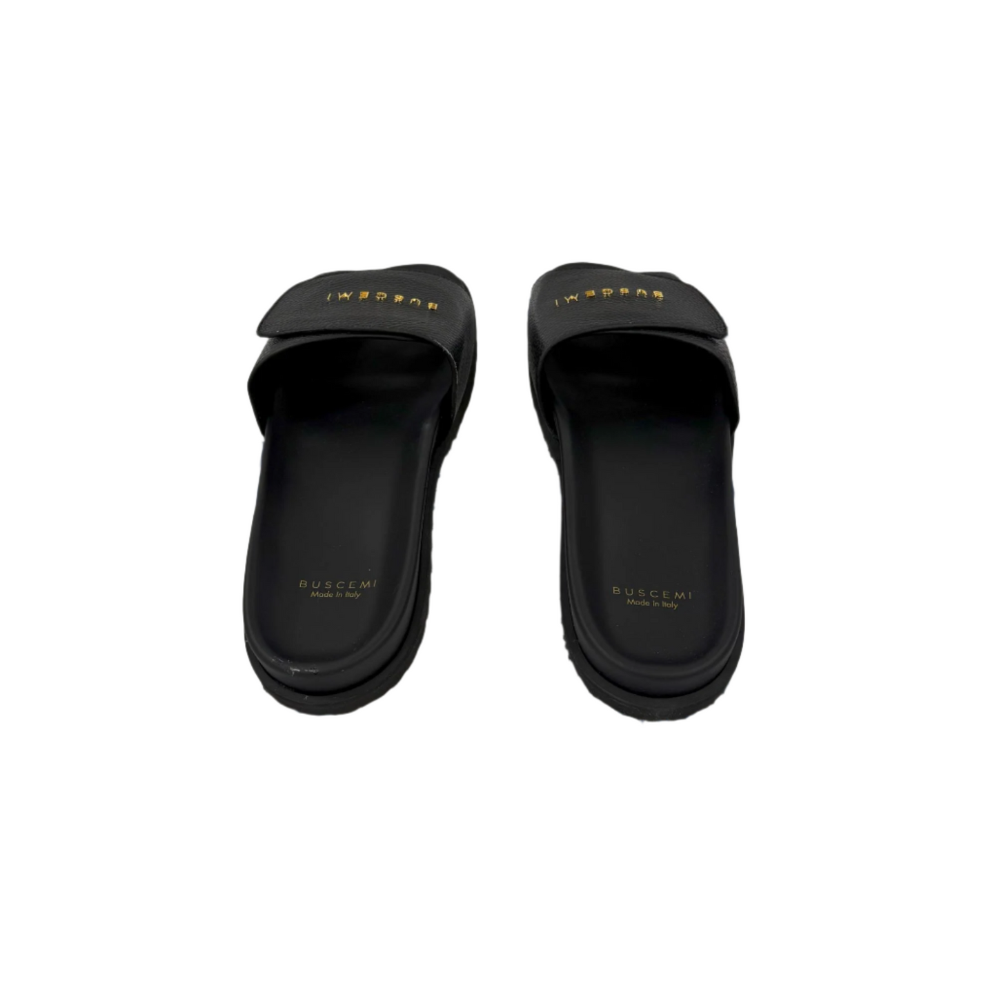 Buscemi Scratch Slide Alce Black Leather Sandals