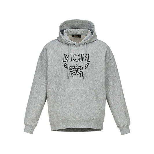 MCM Mens Graphic Logo Grey Cotton Hoodie/Sweatshirt | Positivo Clothing