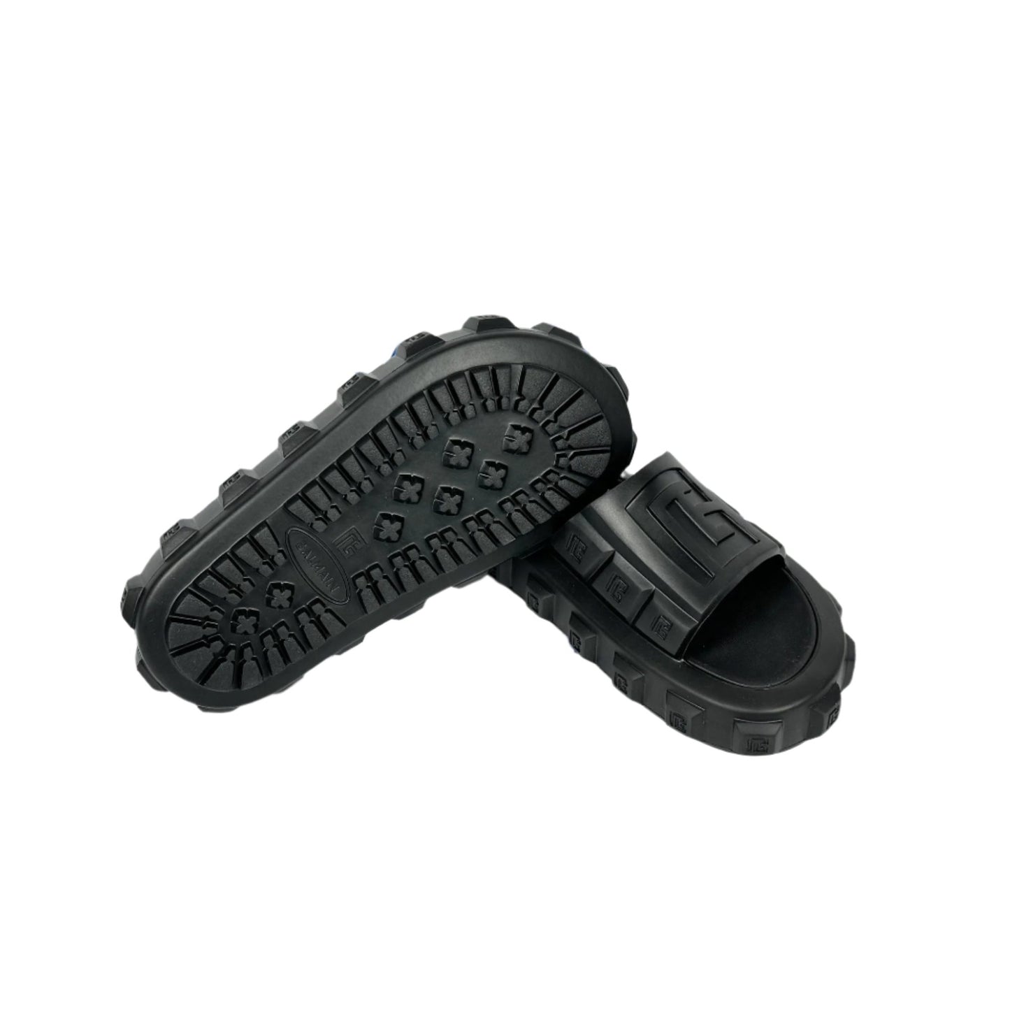 Balmain Mens Black Ari Rubber Slides Sandals | Positivo Clothing