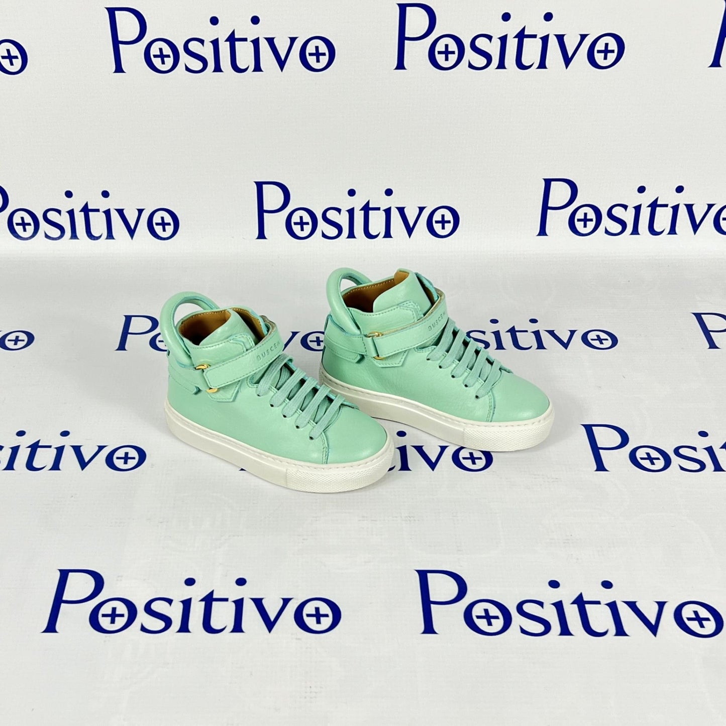 Buscemi 100MM Kid Mint Leather Sneakers | Positivo Clothing